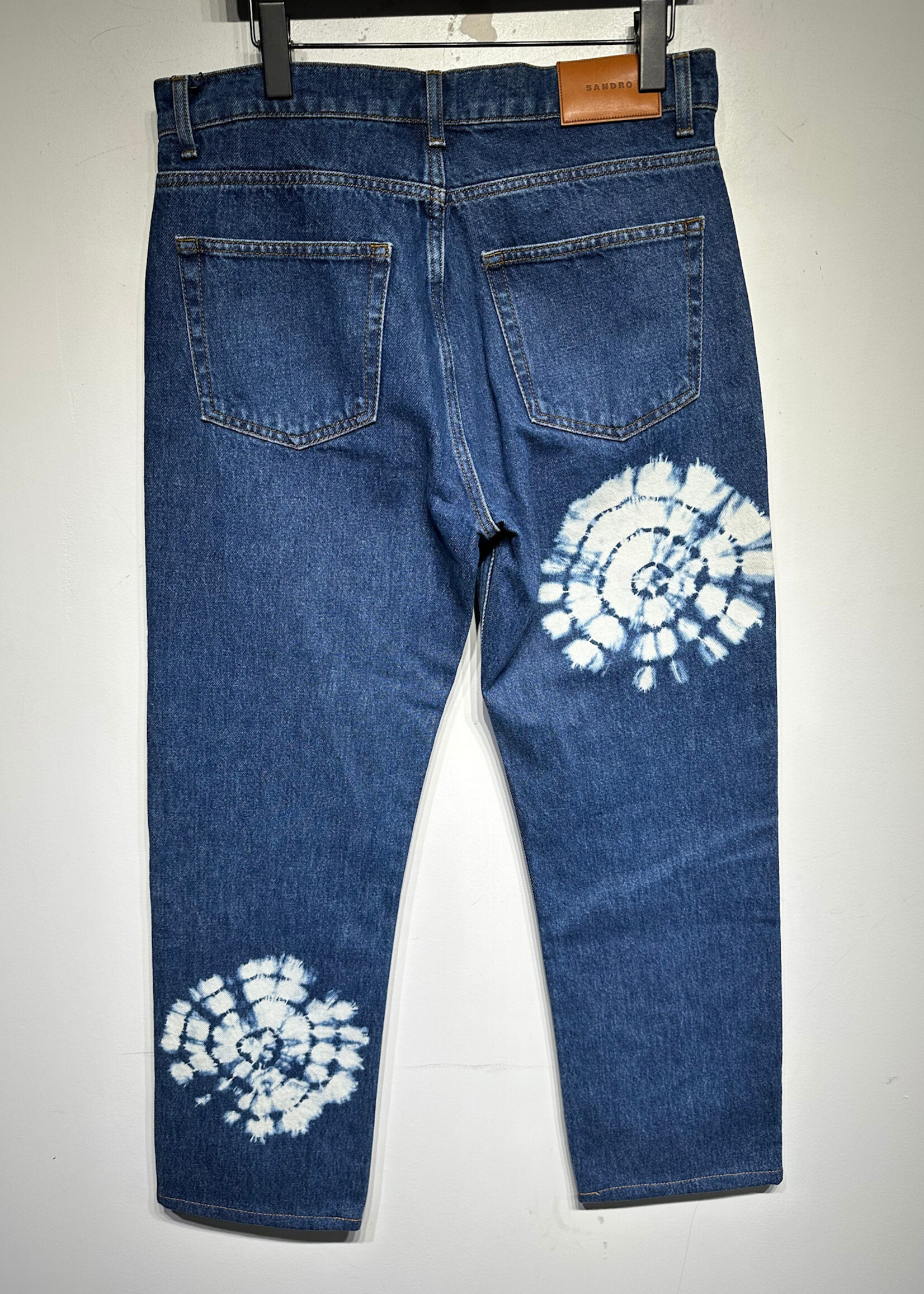 Sandro NWT Tie Dye Swirl Dark Blue Wash Jeans 30
