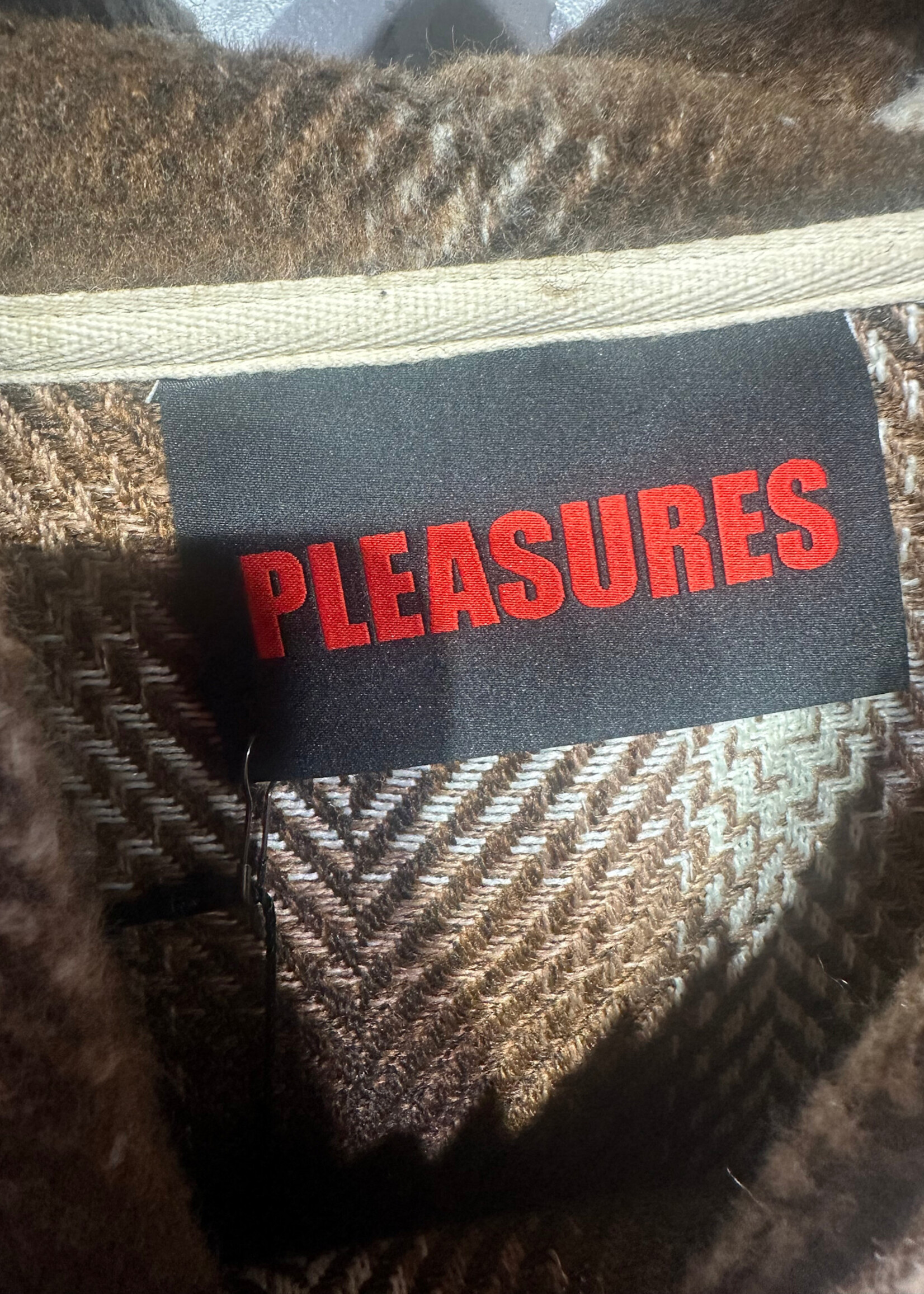 Pleasure Brown Plaid Knit Sweater L