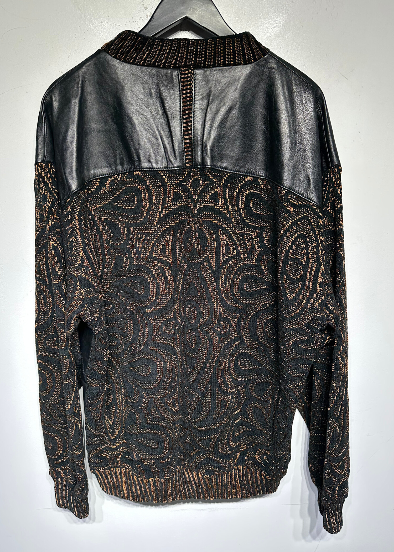Saxony Black Orange Leather Sweater XL