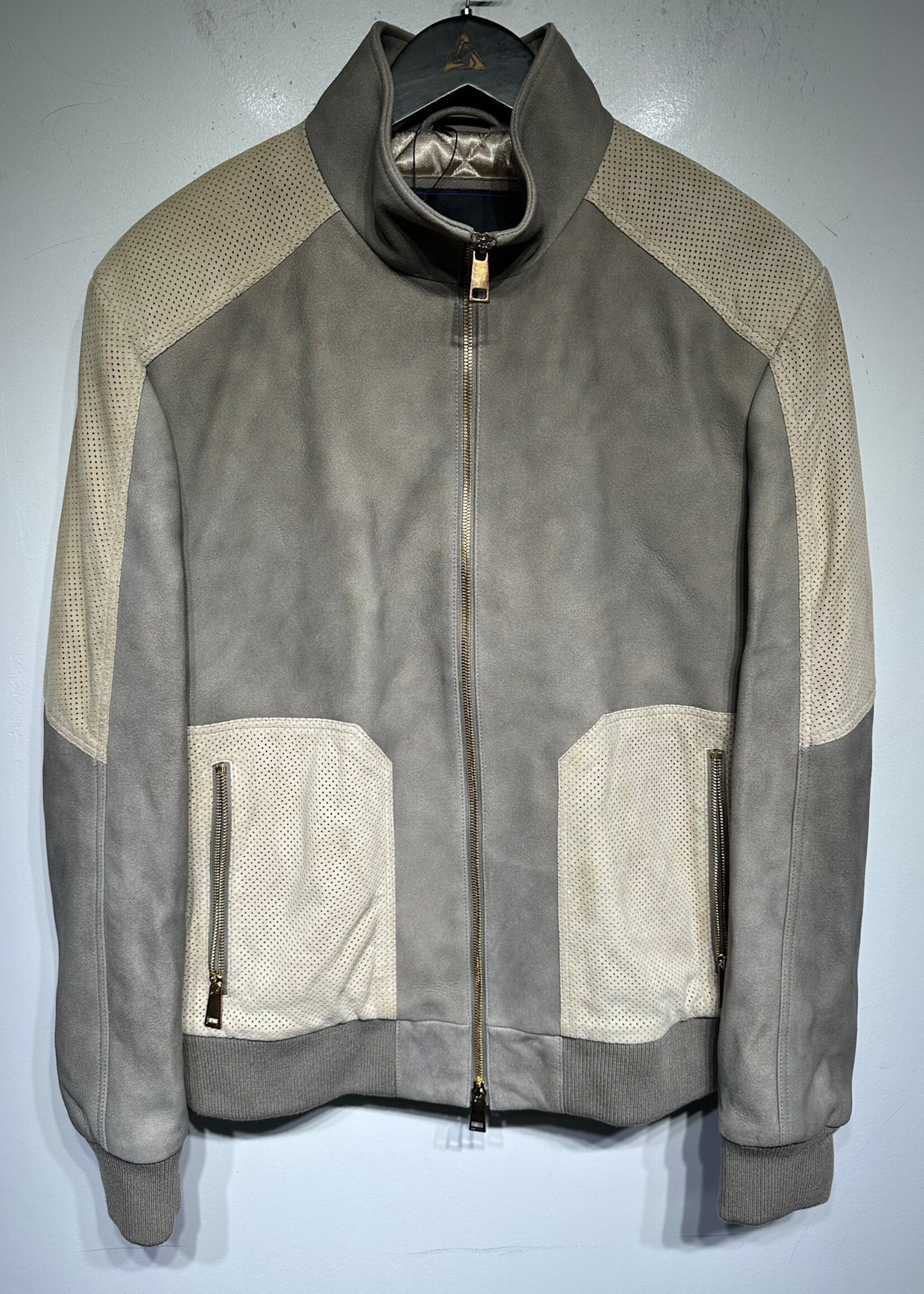 Maceoo Grey Leather Jacket L As Is