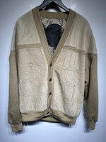 Maxini Beige Leather Cross Stitch Jacket Xl