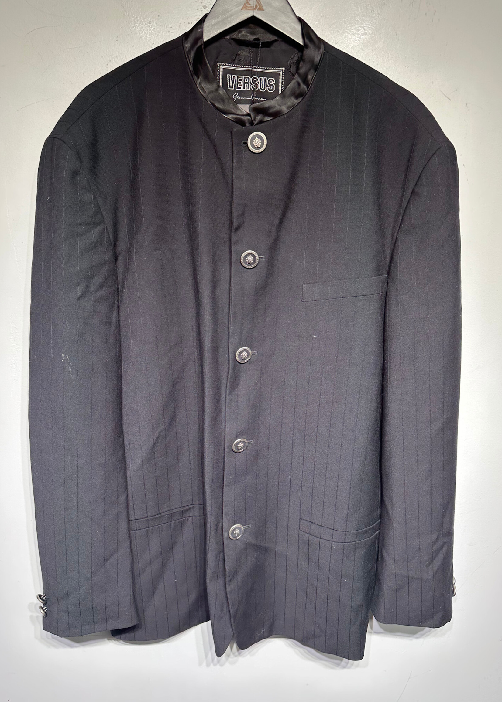 Versus Gianni Versace Black Pinstripe Blazer Suit XXL