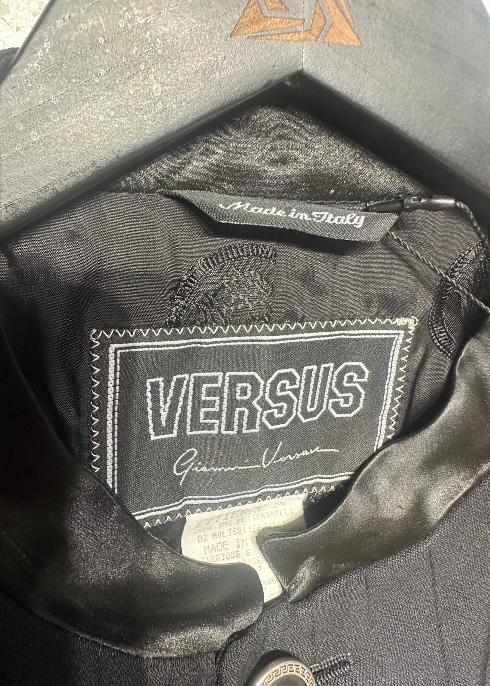 Versus Gianni Versace Black Pinstripe Blazer Suit XXL