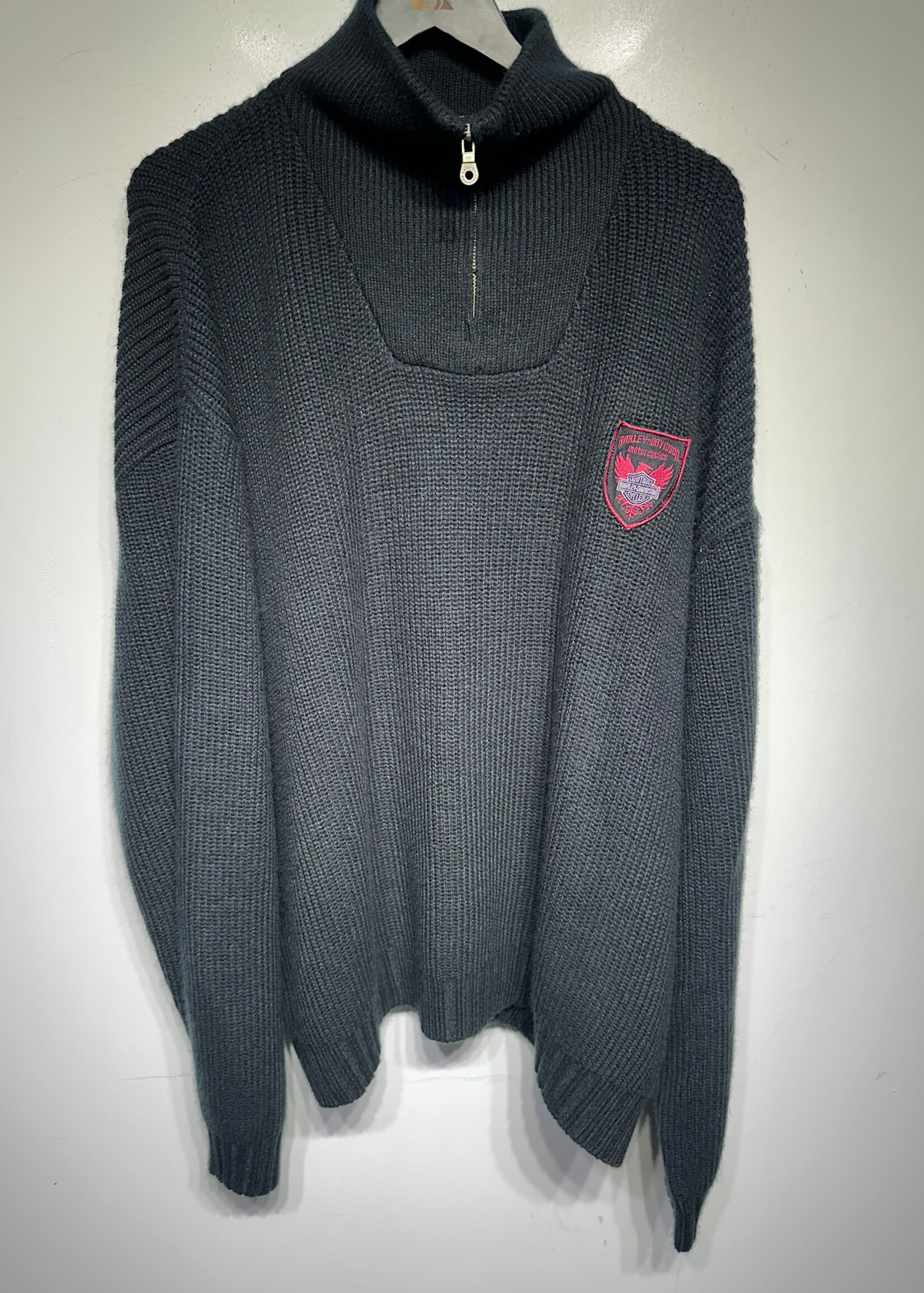 Harley Black Knitted Turtle Neck Quarter Zip XXL