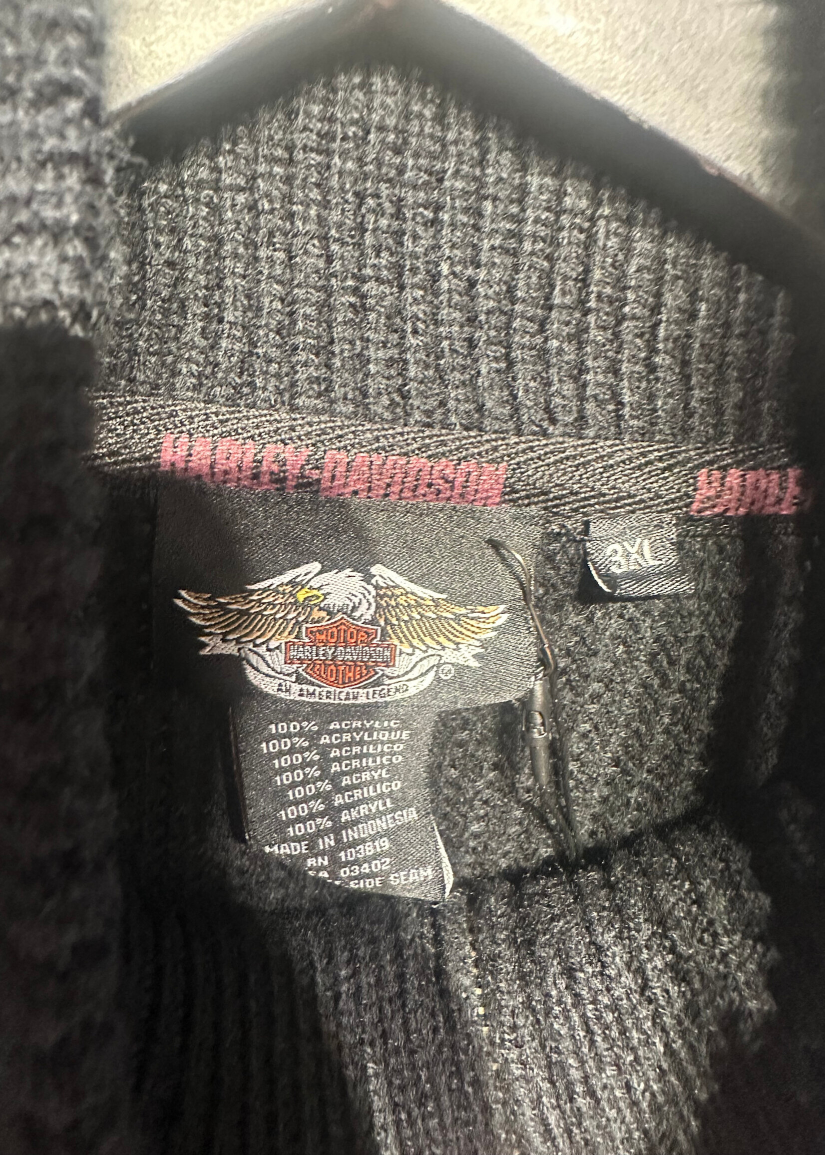 Harley Black Knitted Turtle Neck Quarter Zip XXL