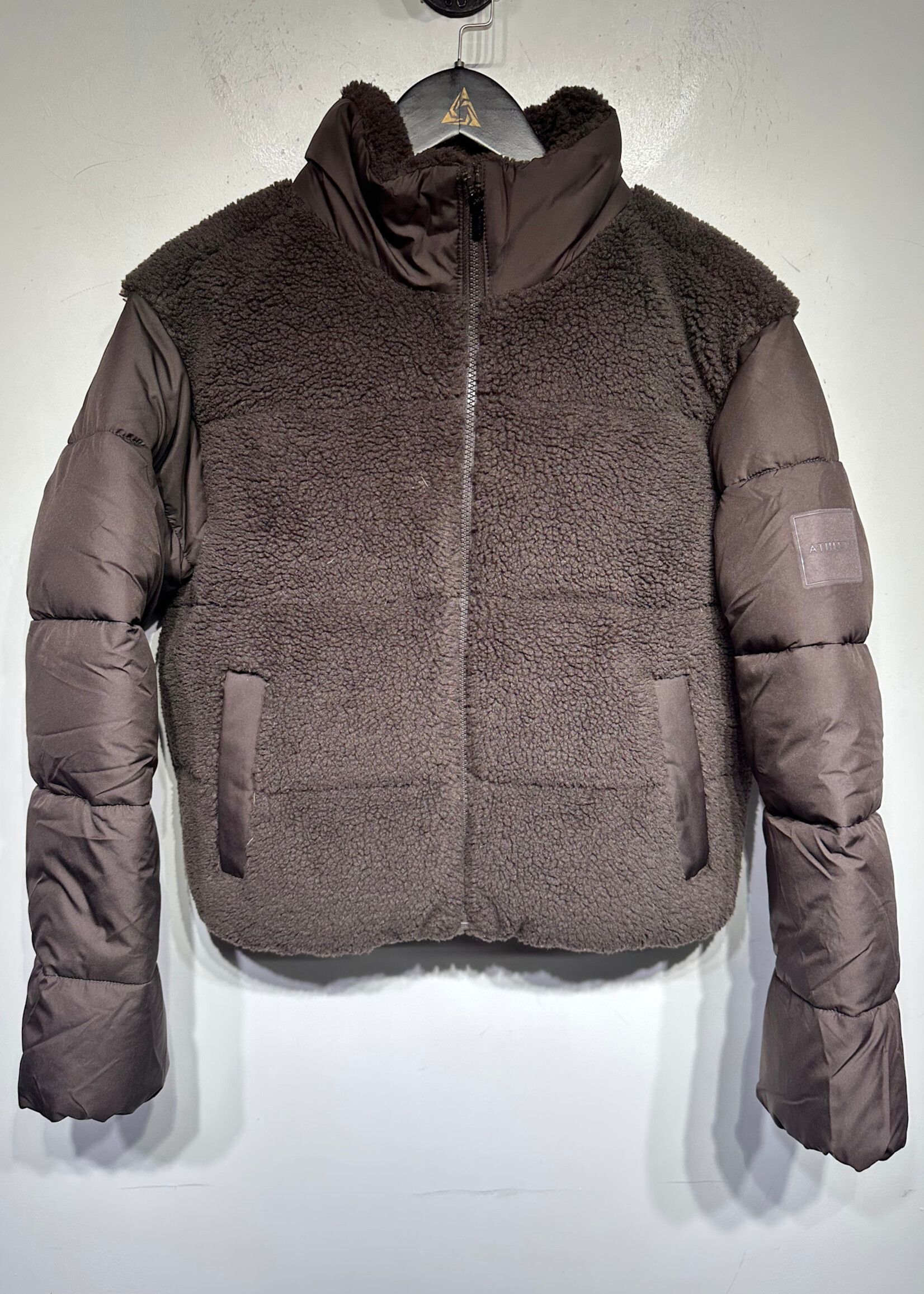 Athleta Brown Sherpa Puffer Jacket Fem XS