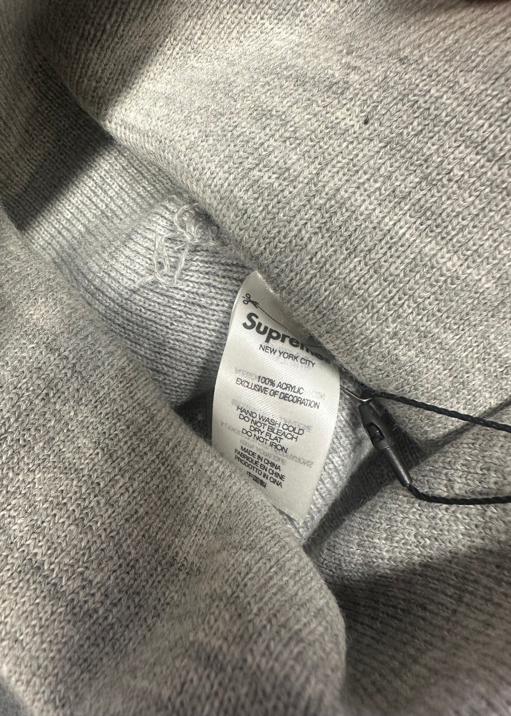 Supreme Grey Patch Beanie