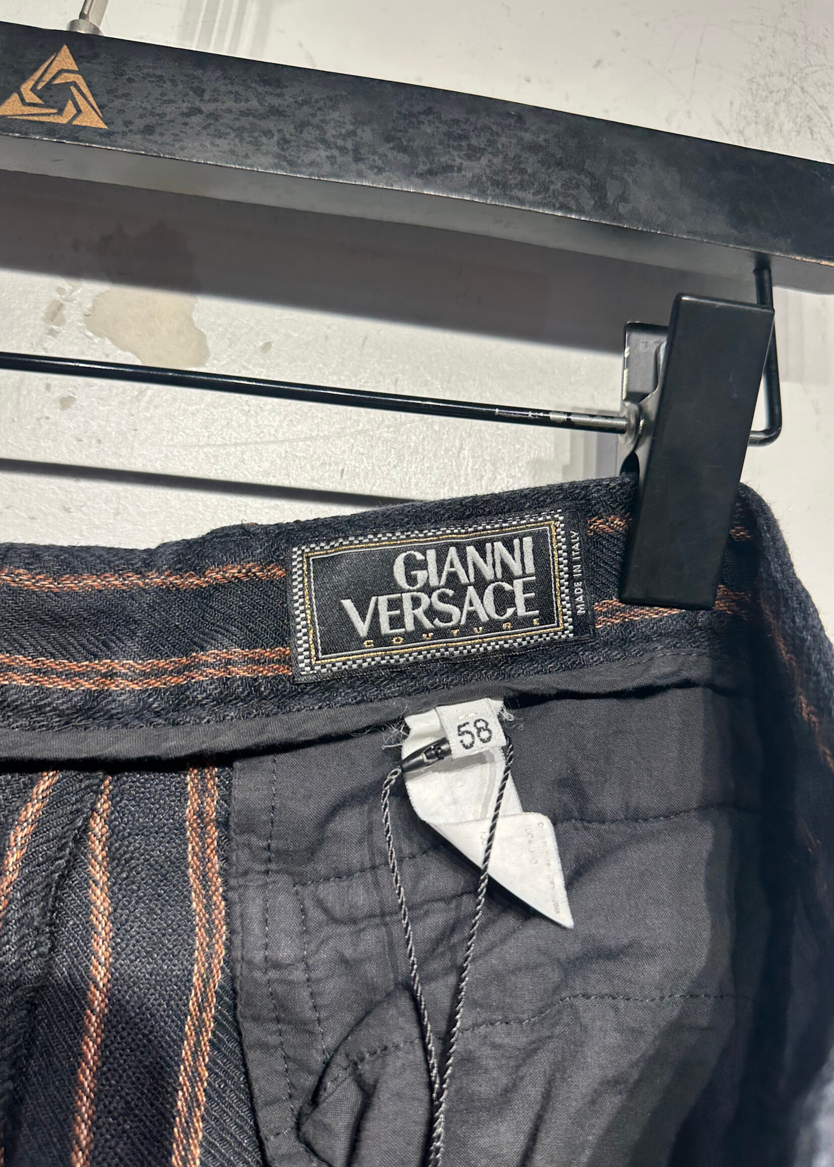 Gianni Versace Black / Brown Pinstripe Pants Masc 38