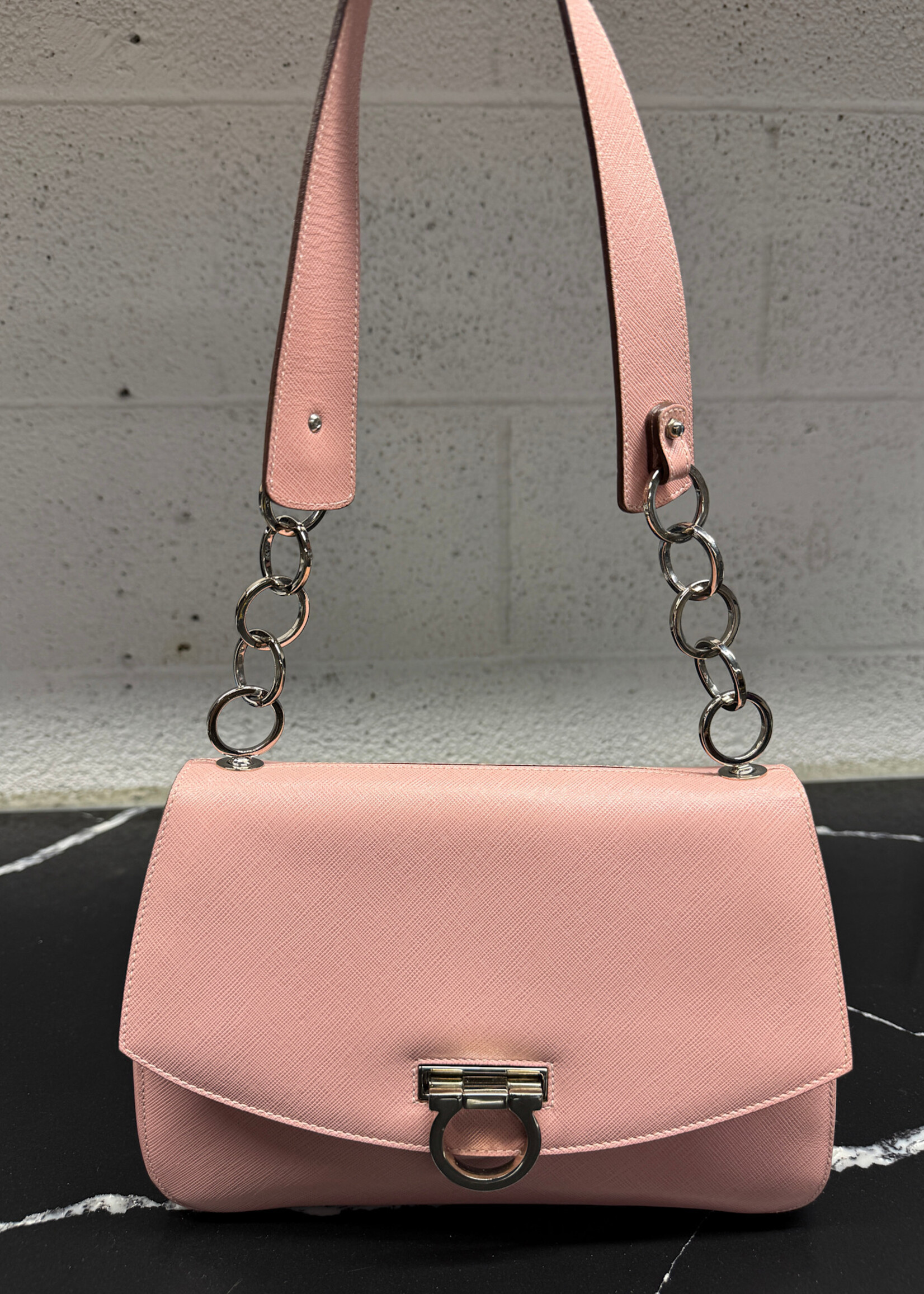 Ferragamo Pink Saffiano Leather Handbag