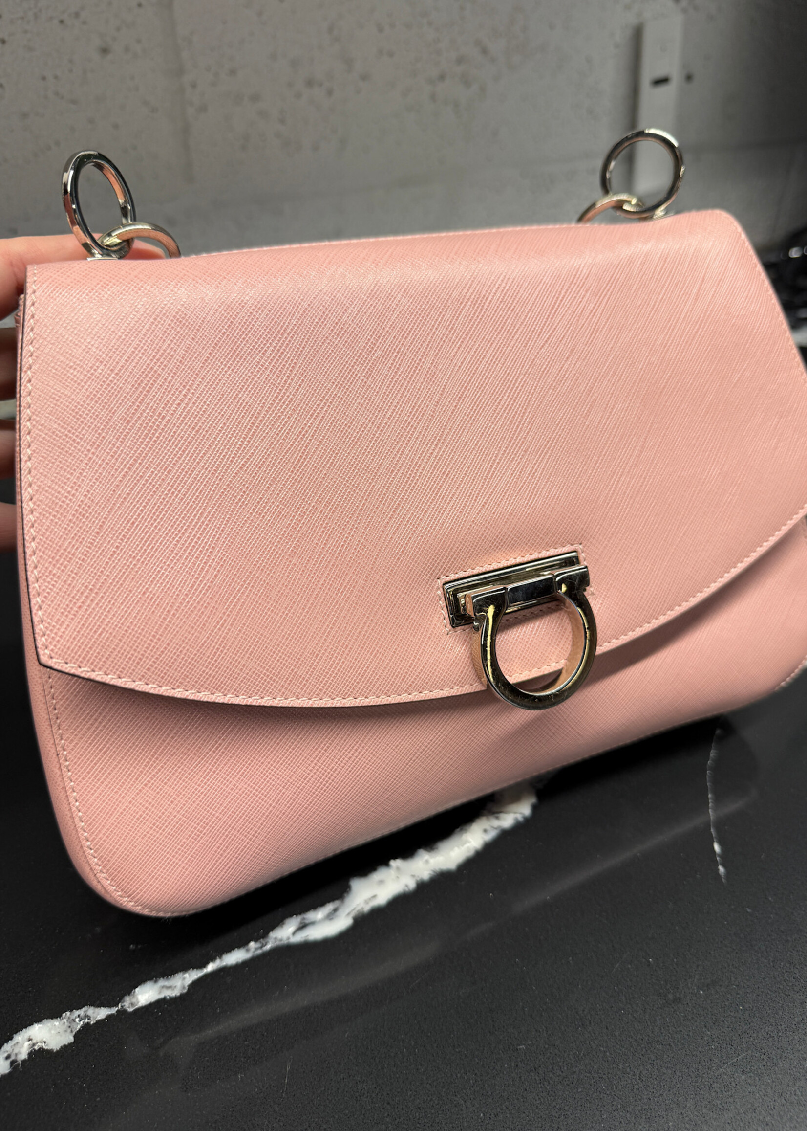 Ferragamo Pink Saffiano Leather Handbag