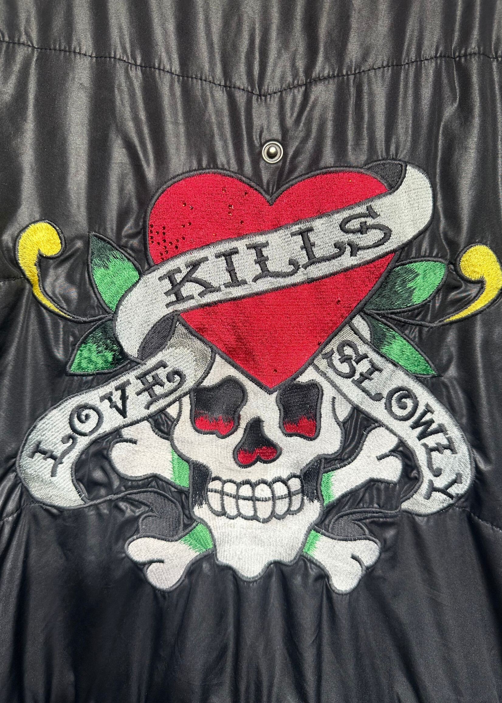 Ed Hardy Love Kills Slowly Puffer Jacket Fits L
