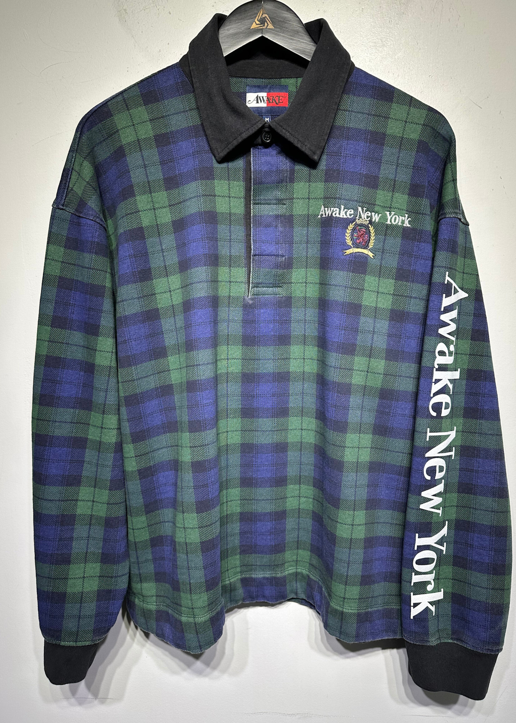 Awake Green Checker Rugby Inspired Polo LS M