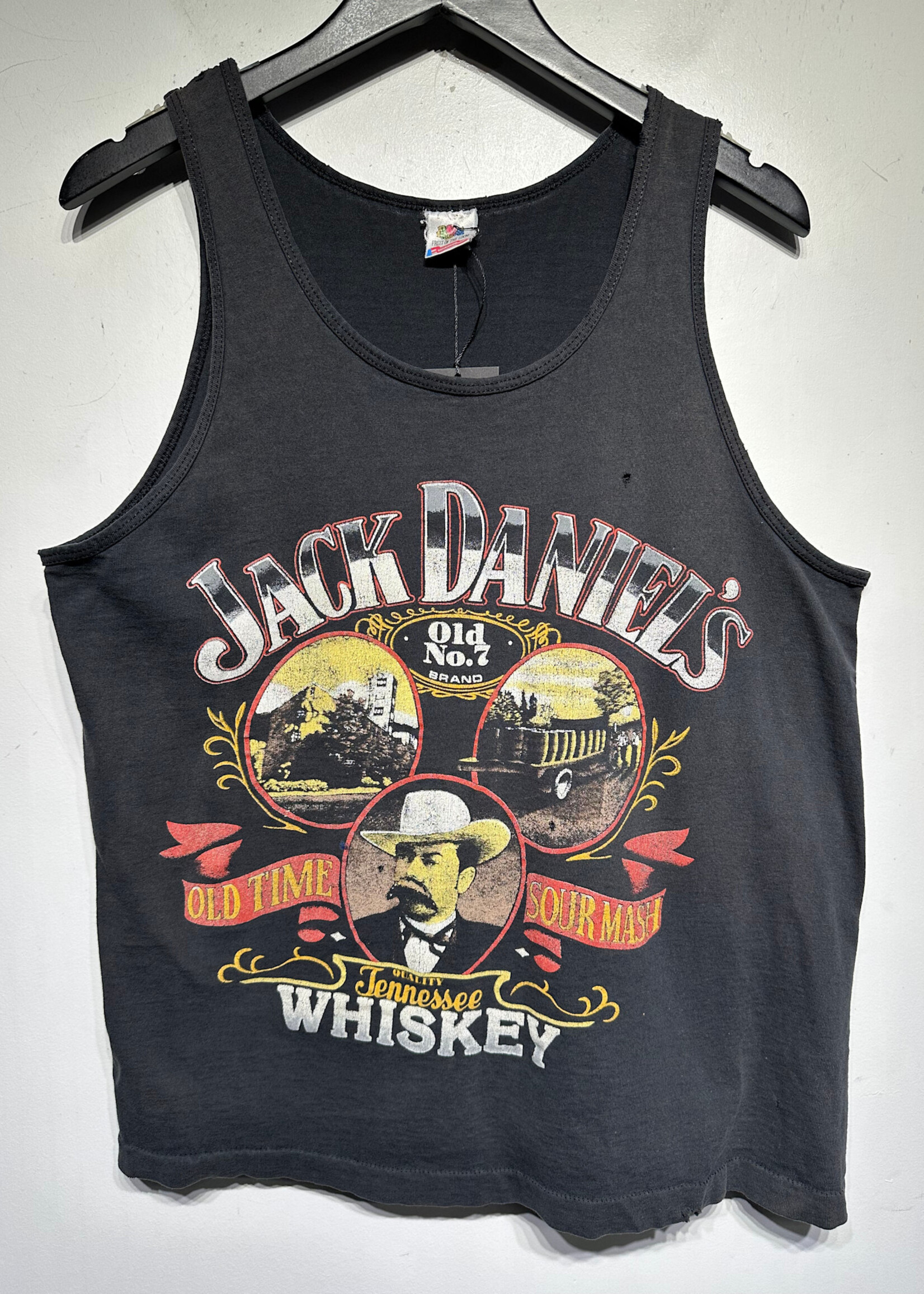Jack Daniels Black Faded Vintage Tank Top L