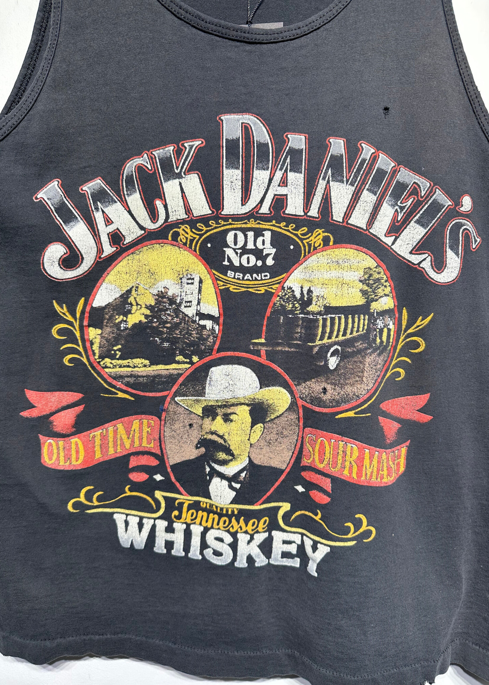 Jack Daniels Black Faded Vintage Tank Top L