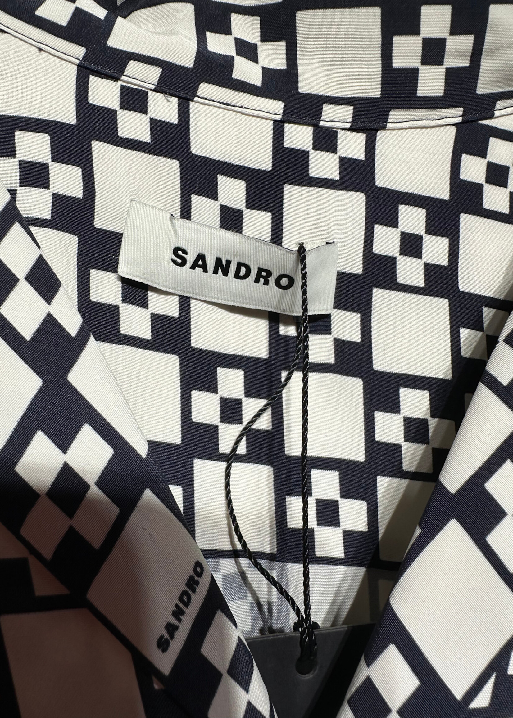 Sandro White Square AOP BU Shirt L