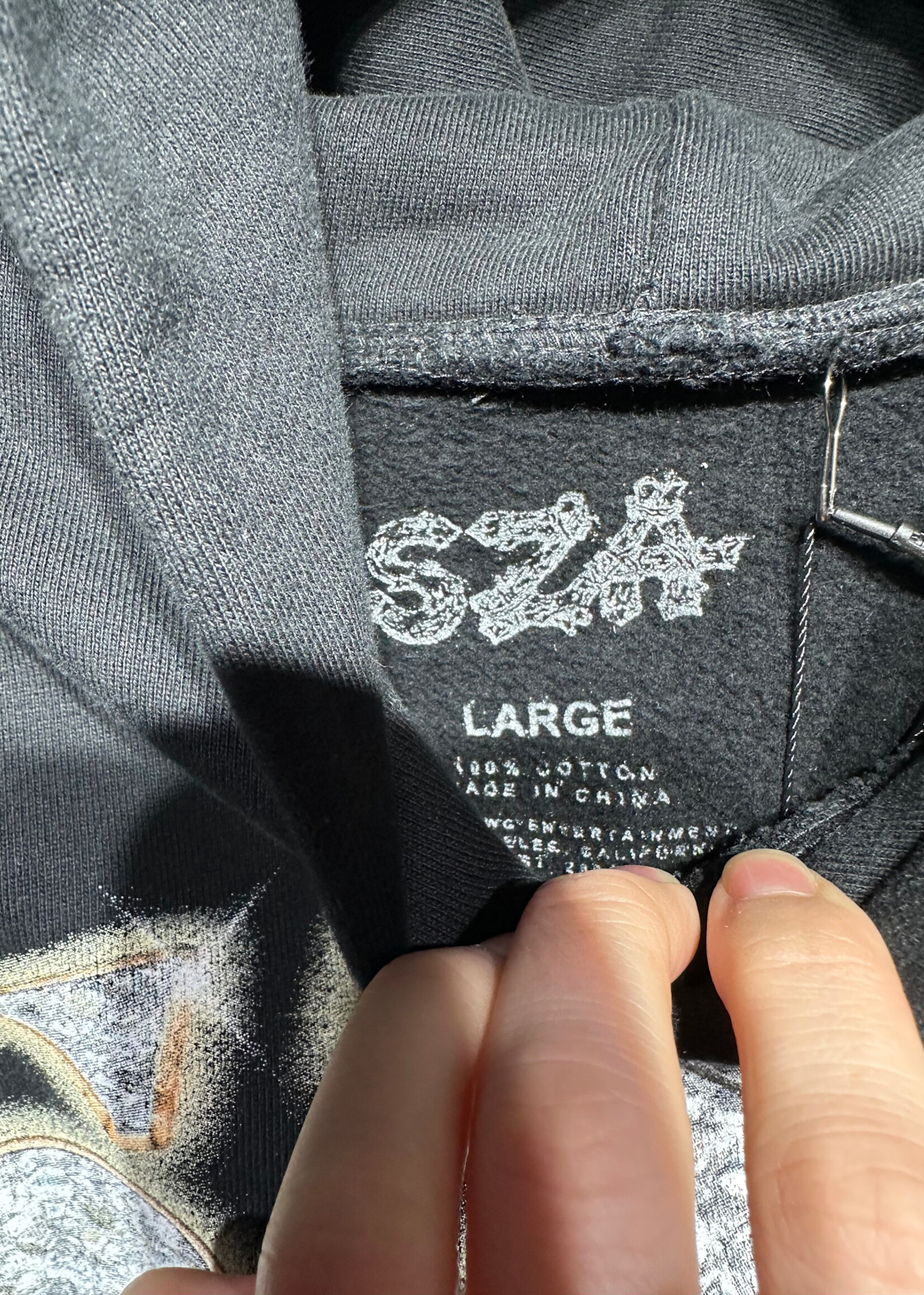 SZA Black Bling Logo Portrait Hoodie Masc L