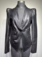 Ted Baker 2000s Black Leather Blazer 2/XS