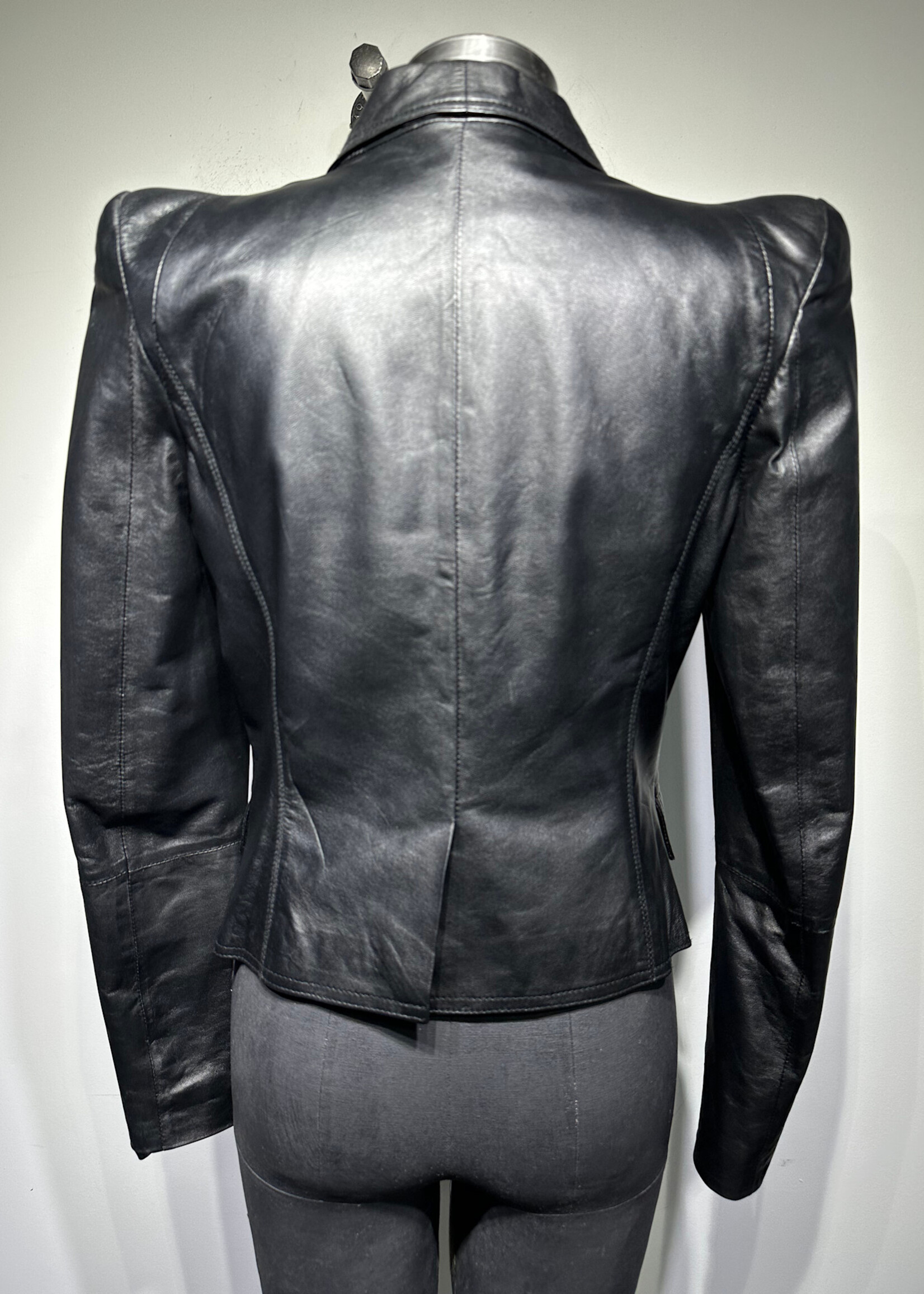 Ted Baker 2000s Black Leather Blazer 2/XS