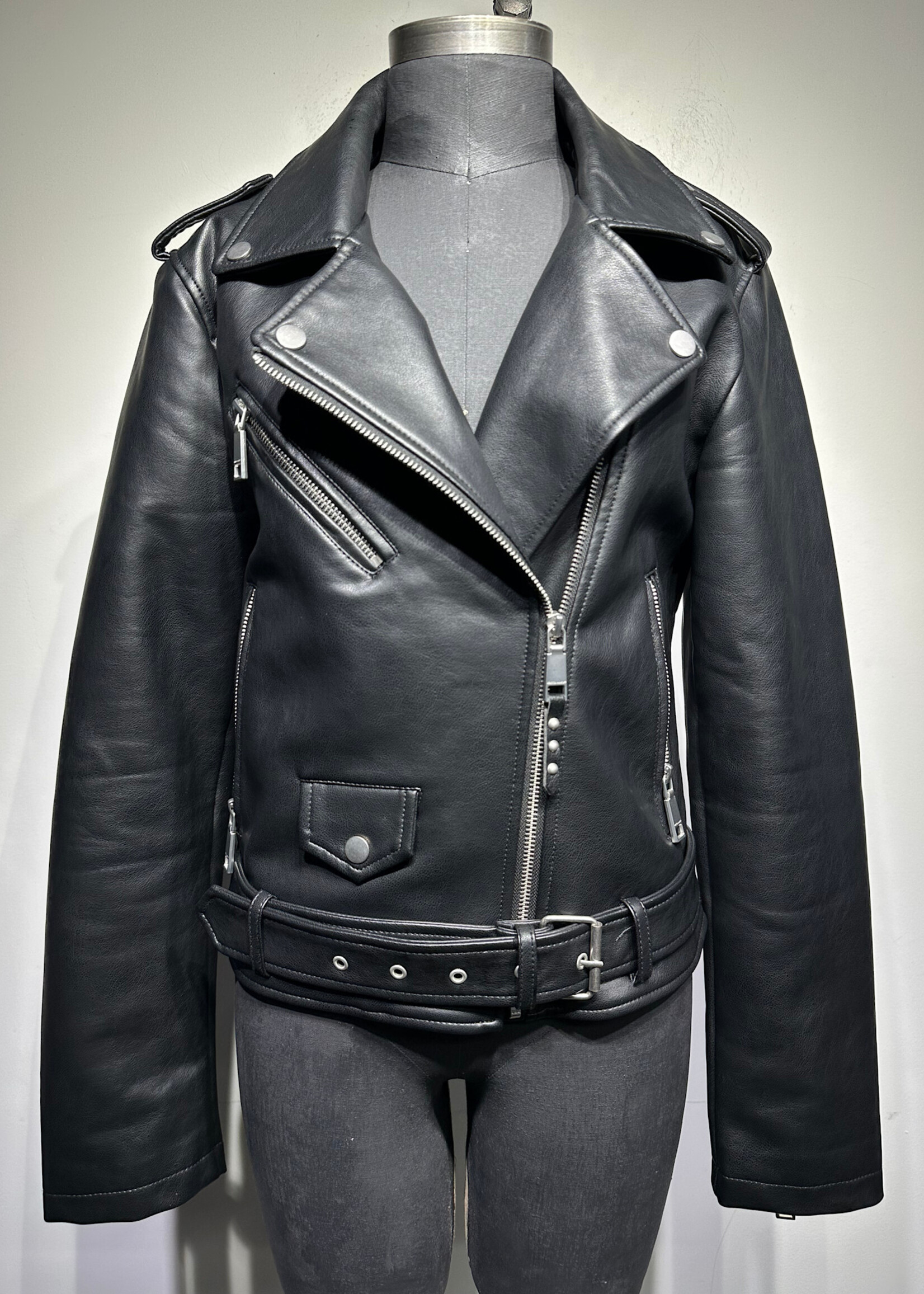 REBECCA MINKOFF MOTO FAUX LEATHER JACKET M