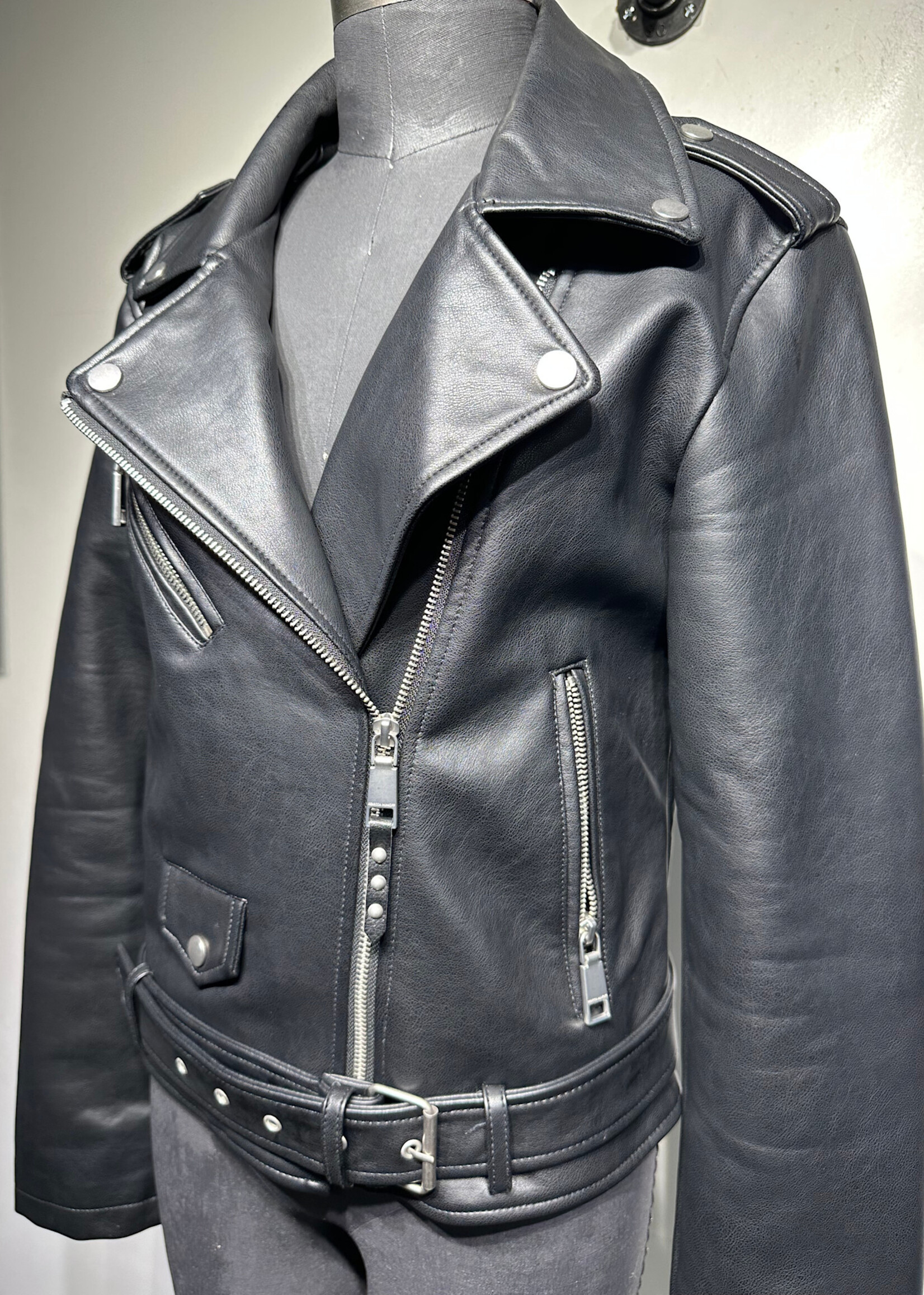 REBECCA MINKOFF MOTO FAUX LEATHER JACKET M