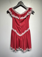 Frankies Bikini Red Polkadot Lace Mini Dress S