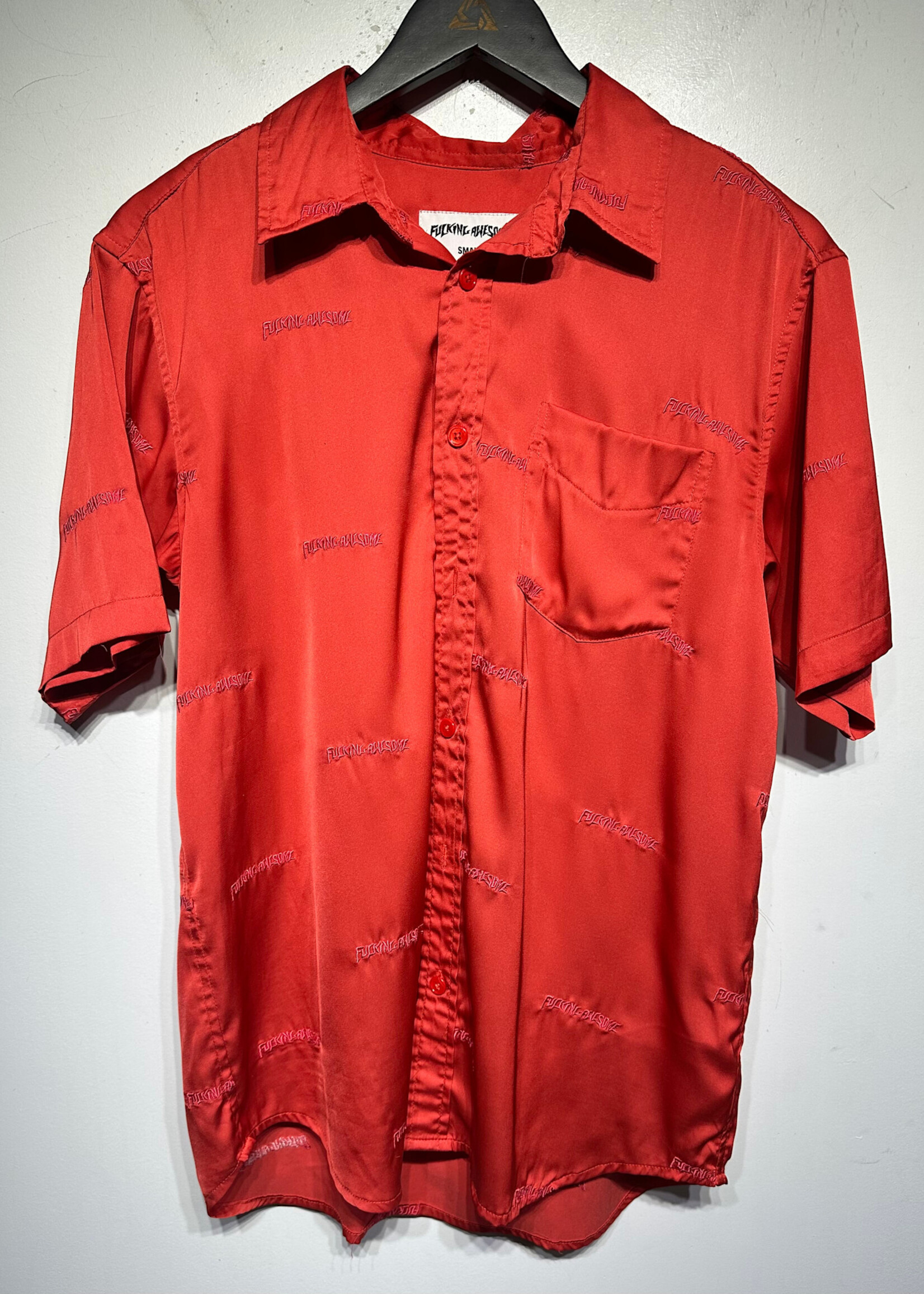 Fucking Awesome Red Pink AOP Satin BU Shirt Masc S