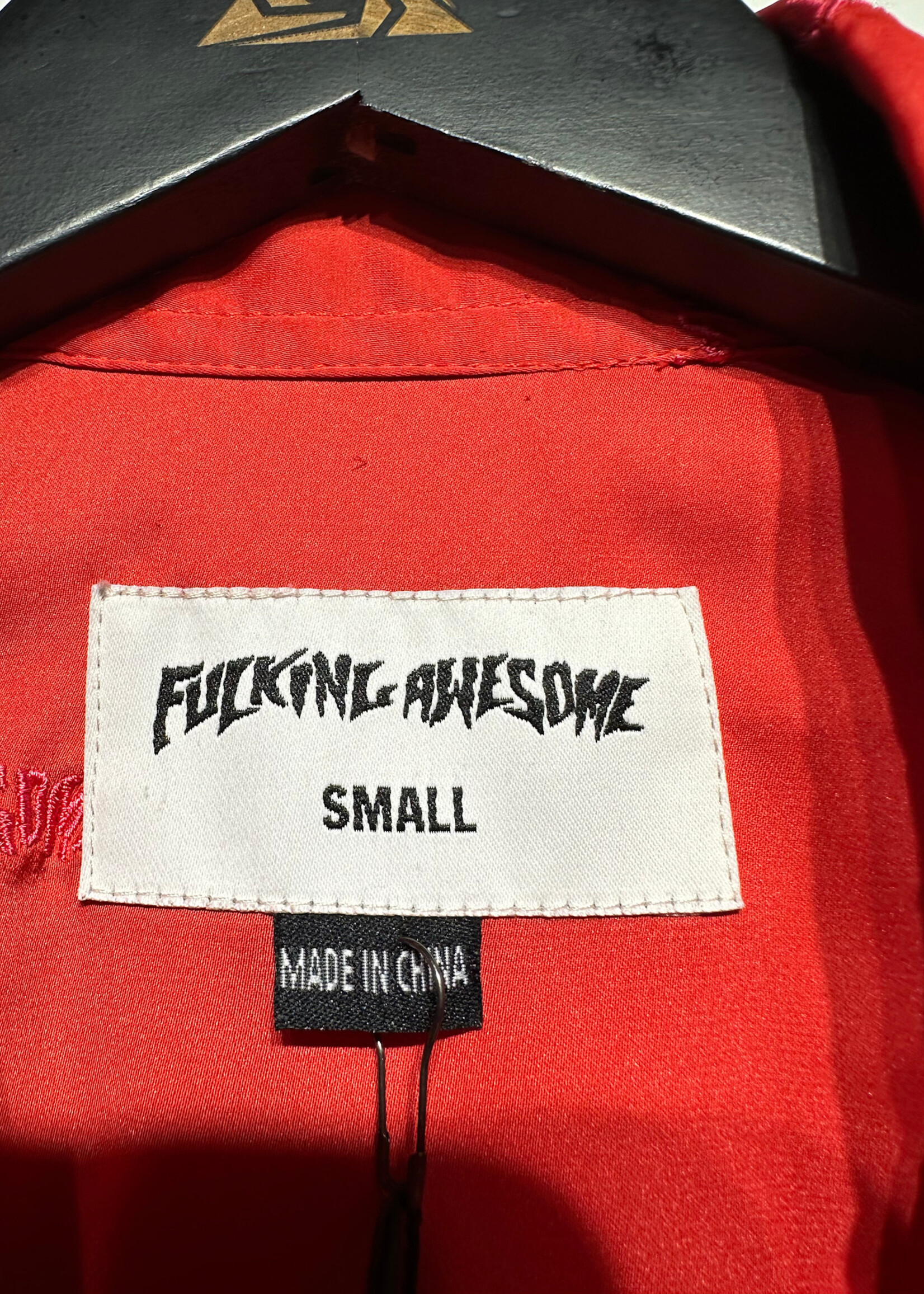 Fucking Awesome Red Pink AOP Satin BU Shirt Masc S