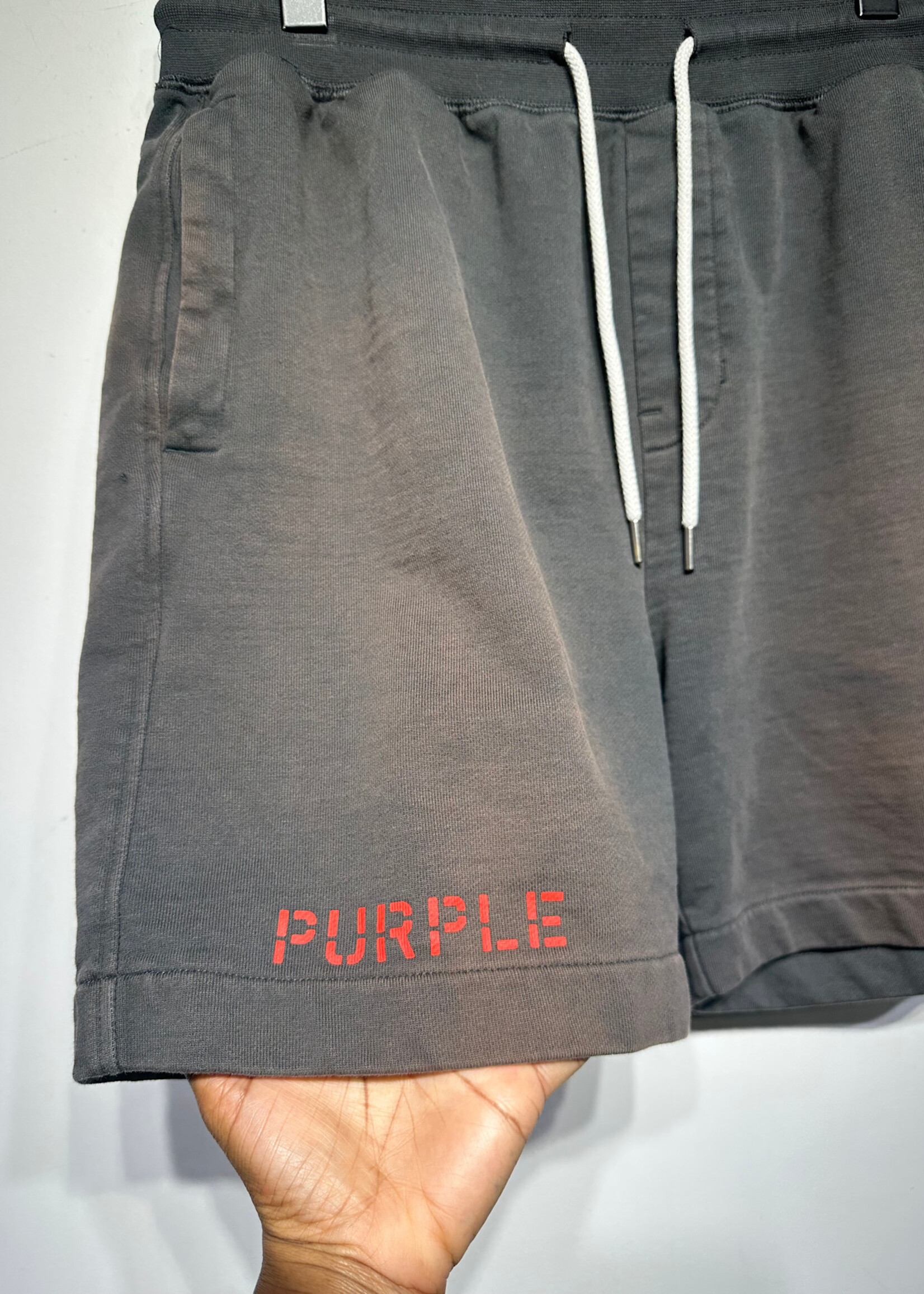 Purple Brand Bleach Faded Grey Shorts M/30