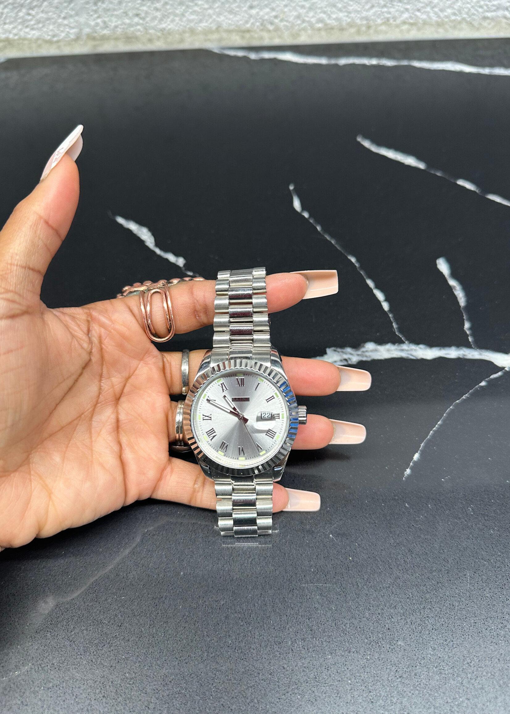Saint Morta Silver Chrome Watch W/ Box