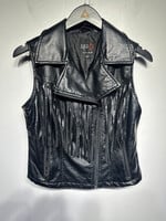 Red Snap Faux Leather Fringe Z/U Vest M