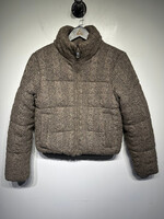 Zara Brown Knitted Chain Link Puffer Jacket XS