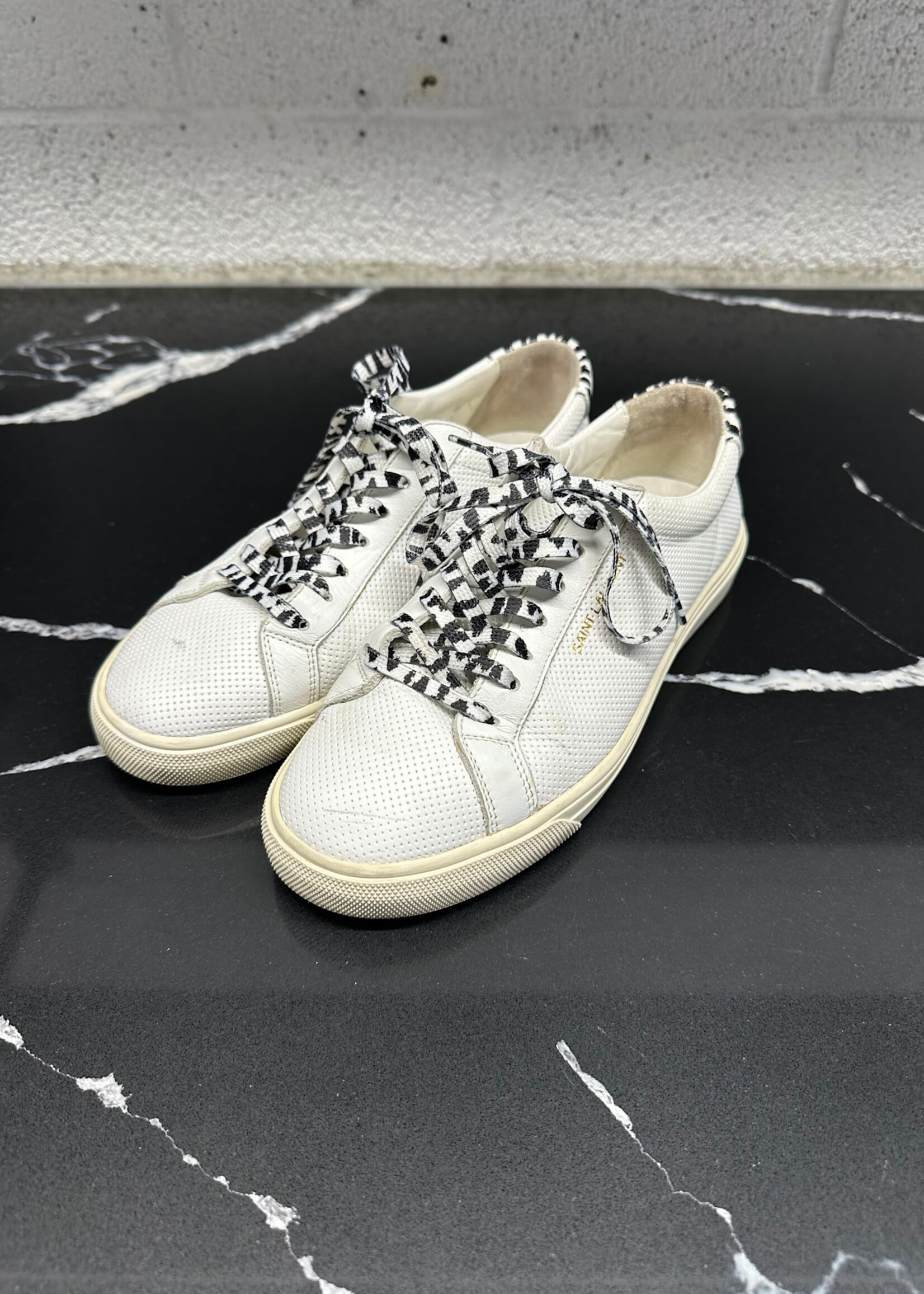 Saint Laurent Black White Cheetah Sneakers 8 Fem