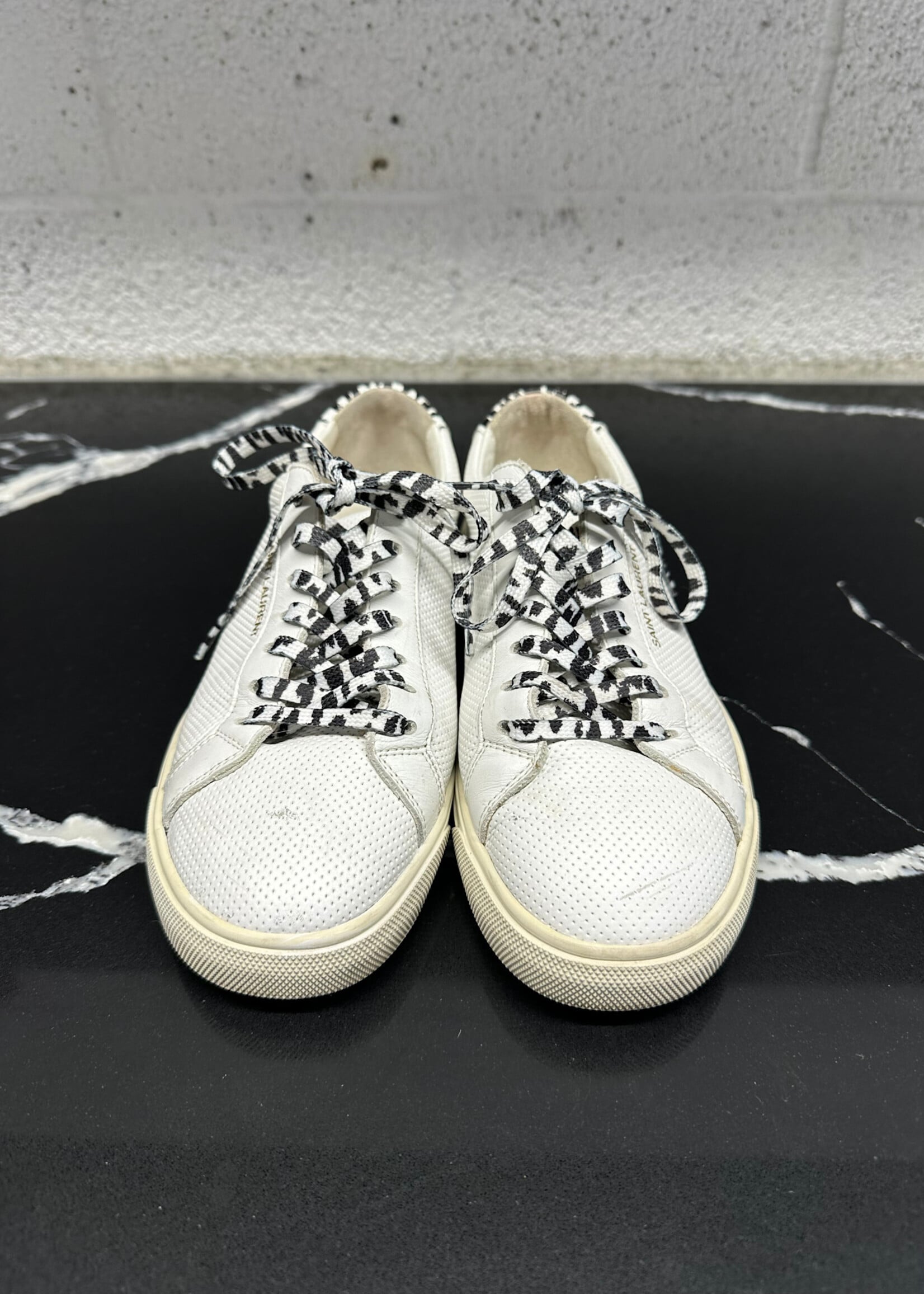 Saint Laurent Black White Cheetah Sneakers 8 Fem