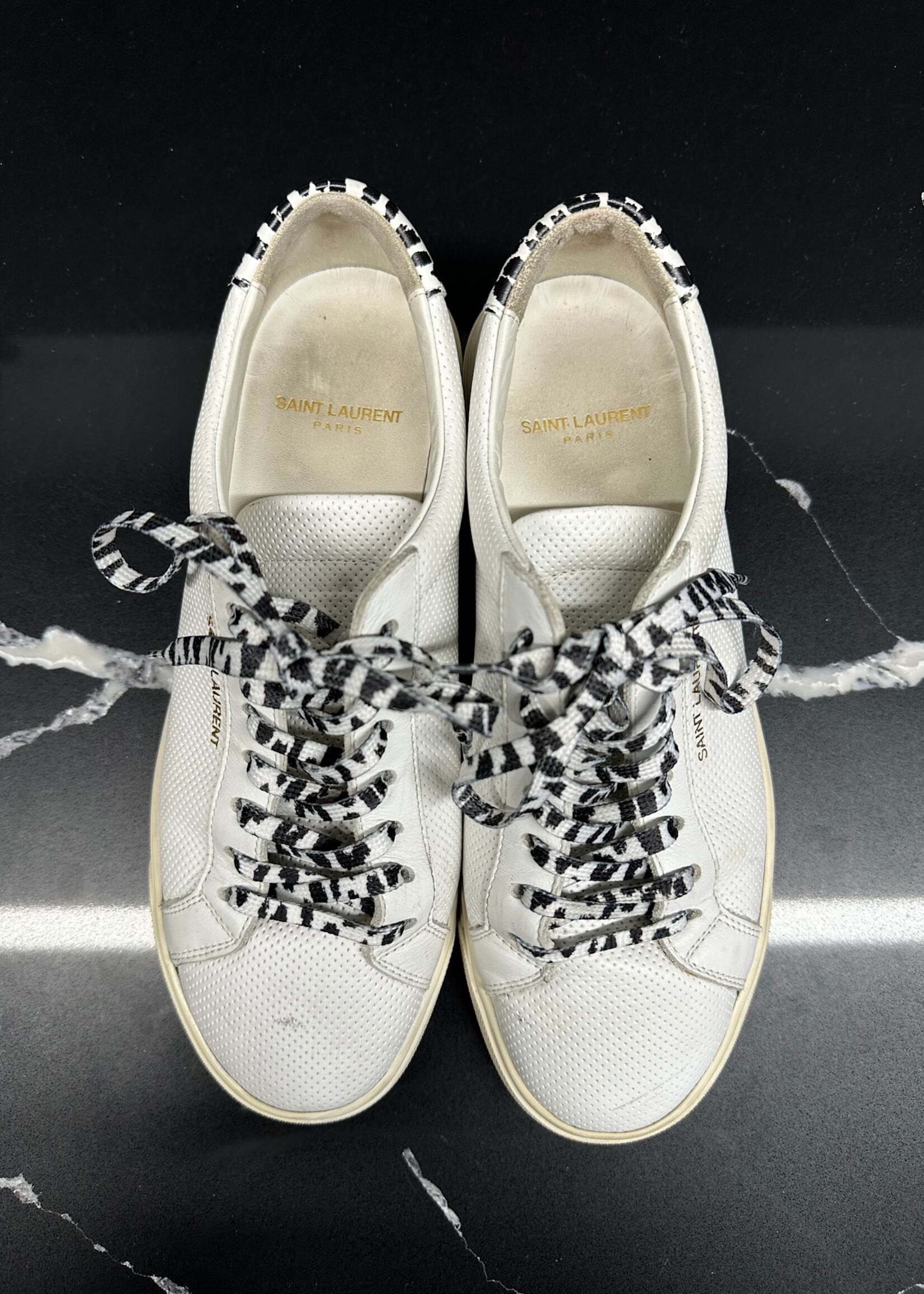 Saint Laurent Black White Cheetah Sneakers 8 Fem