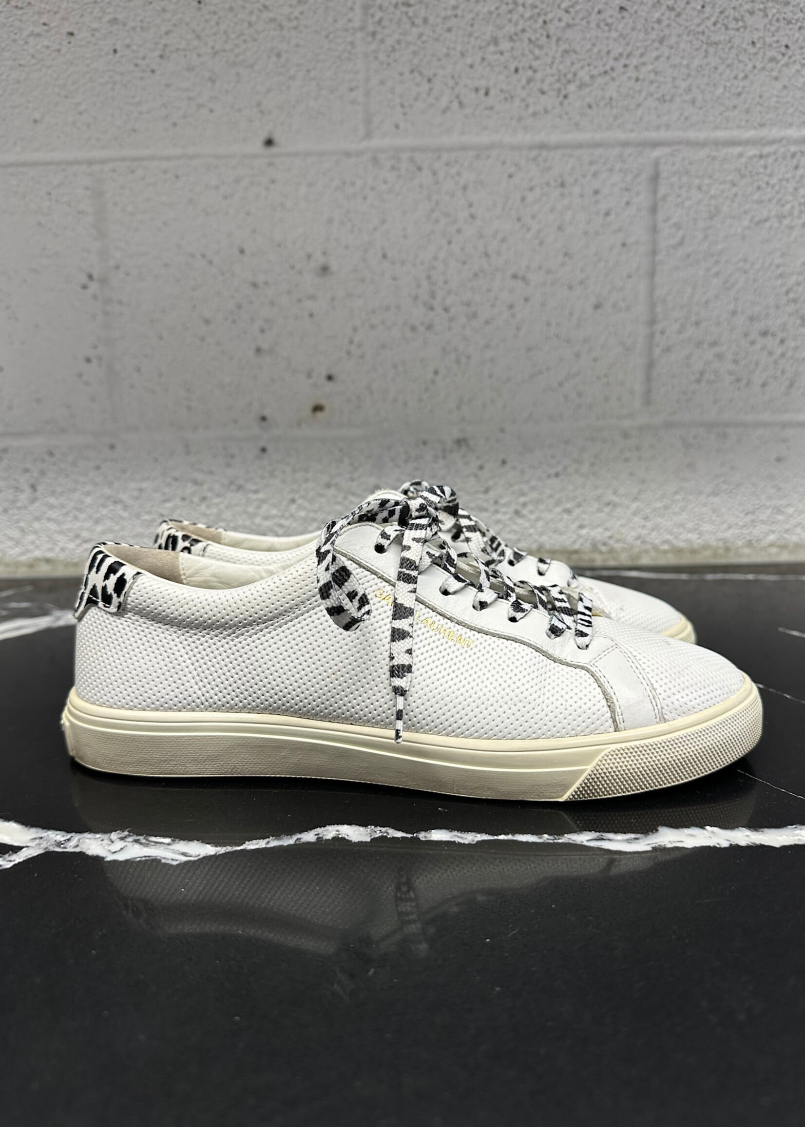 Saint Laurent Black White Cheetah Sneakers 8 Fem