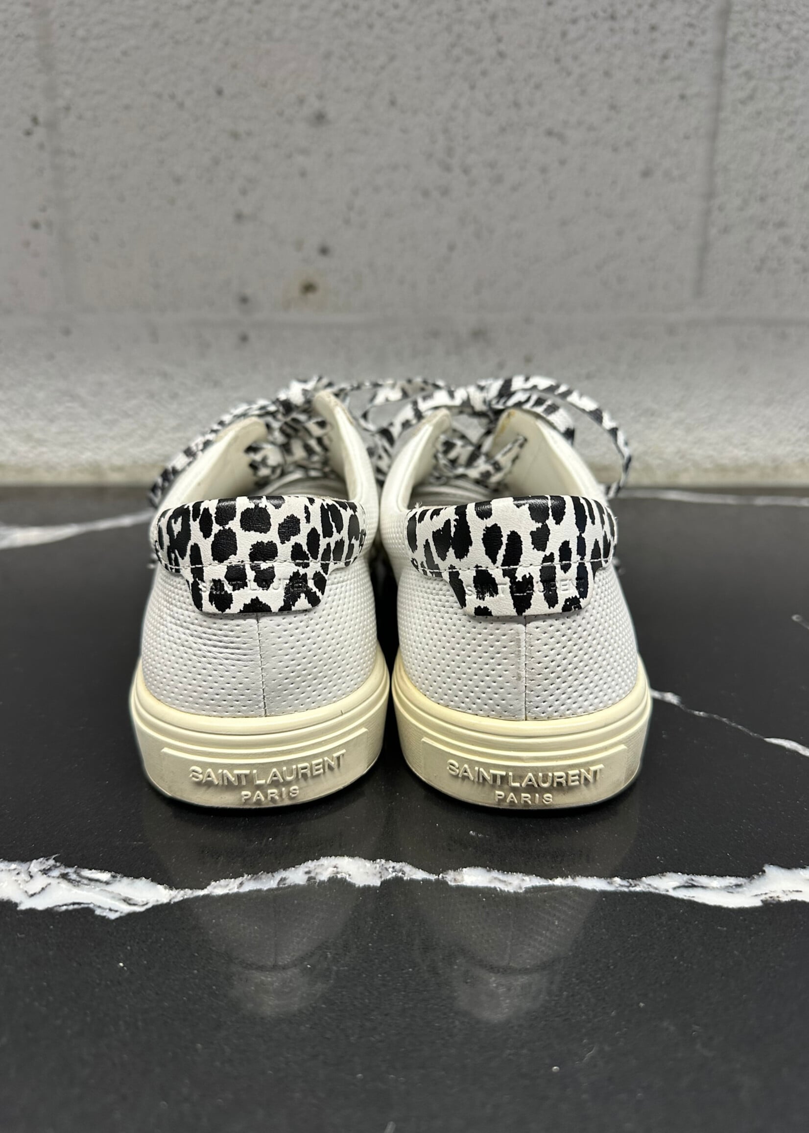Saint Laurent Black White Cheetah Sneakers 8 Fem
