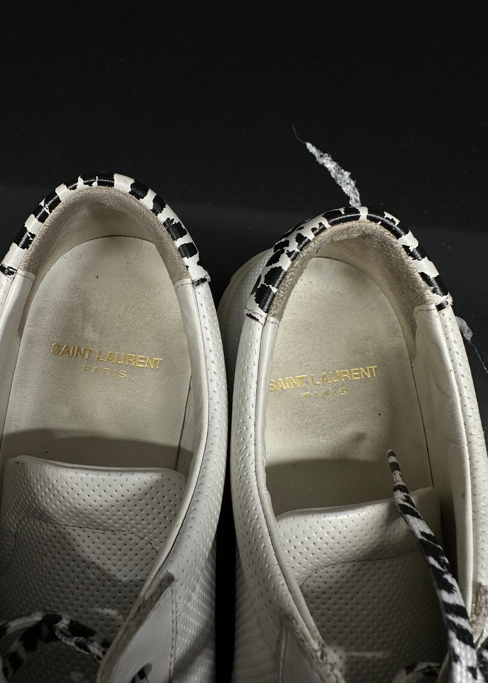 Saint Laurent Black White Cheetah Sneakers 8 Fem