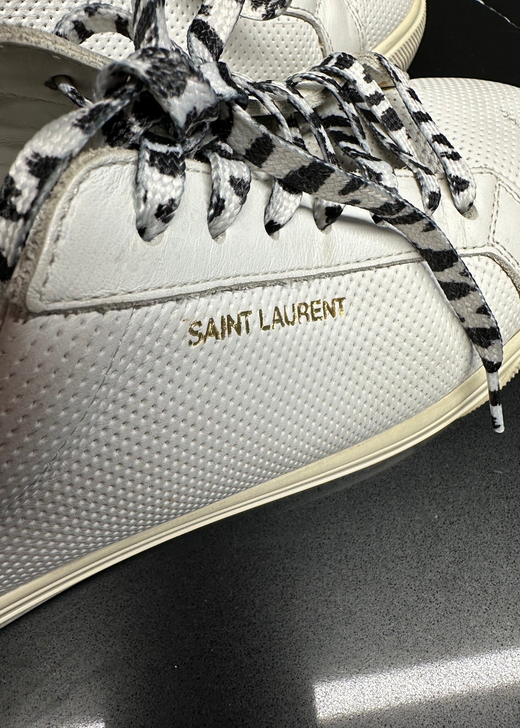 Saint Laurent Black White Cheetah Sneakers 8 Fem