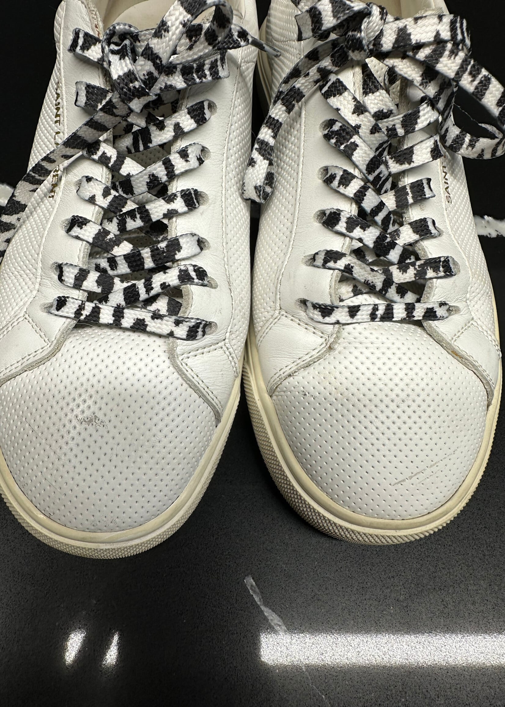 Saint Laurent Black White Cheetah Sneakers 8 Fem