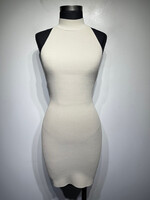 Babaton Light Grey Ribbed Dress XXS