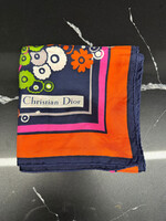 Christian Dior Navy Blue Silk Scarf