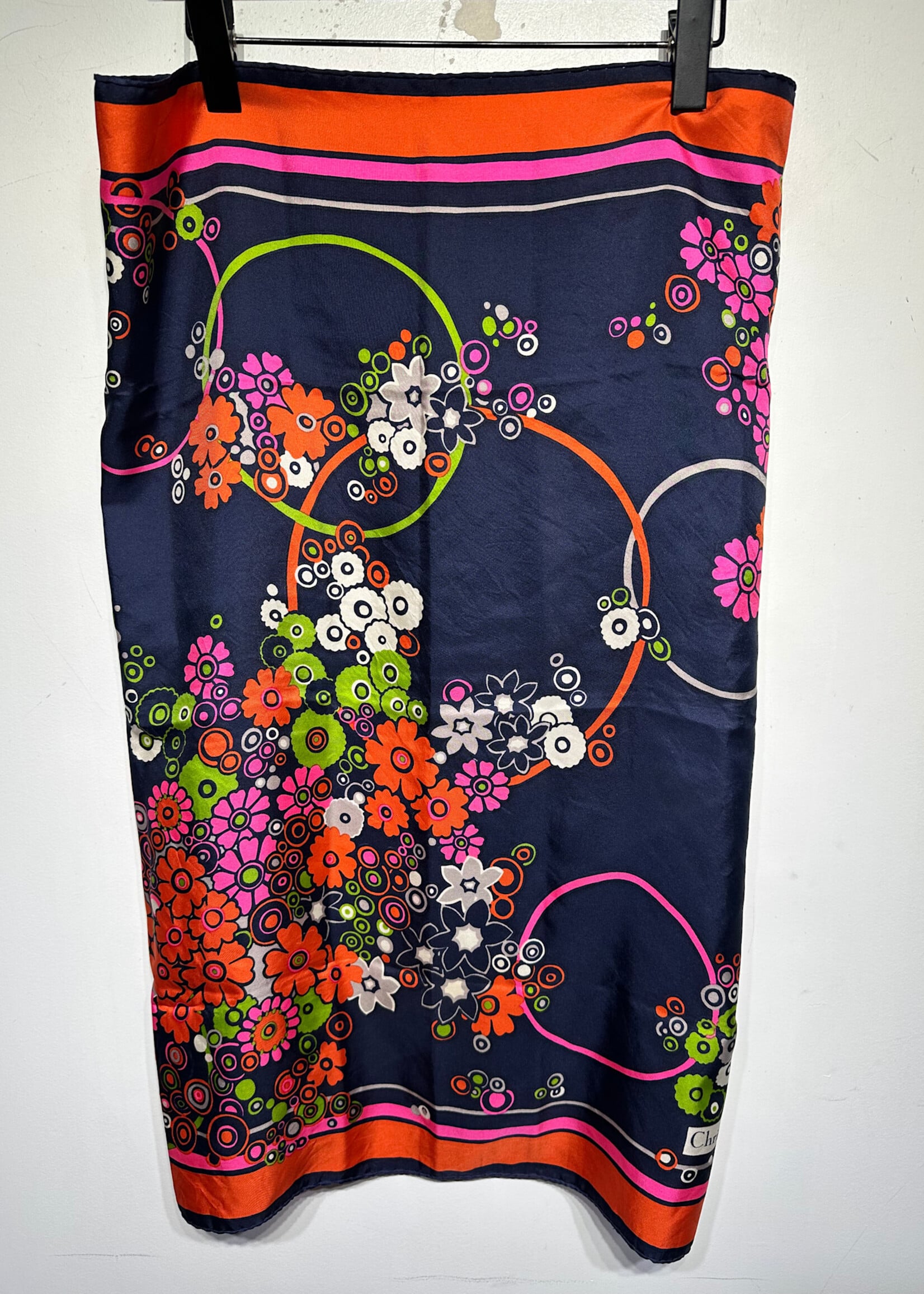 Christian Dior Navy Blue Silk Scarf
