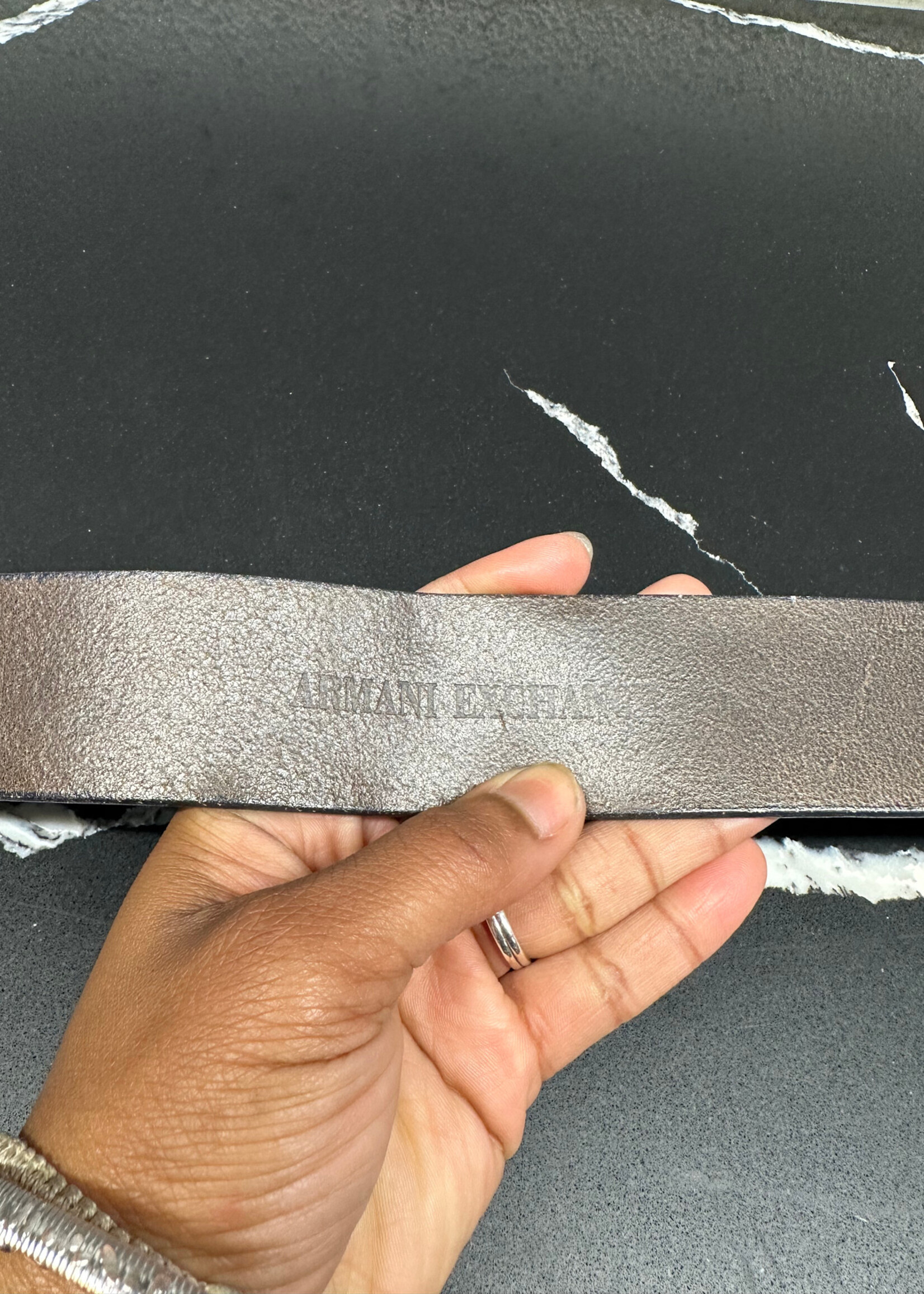 Armani Exchange Genuine Leather Black Brown Belt