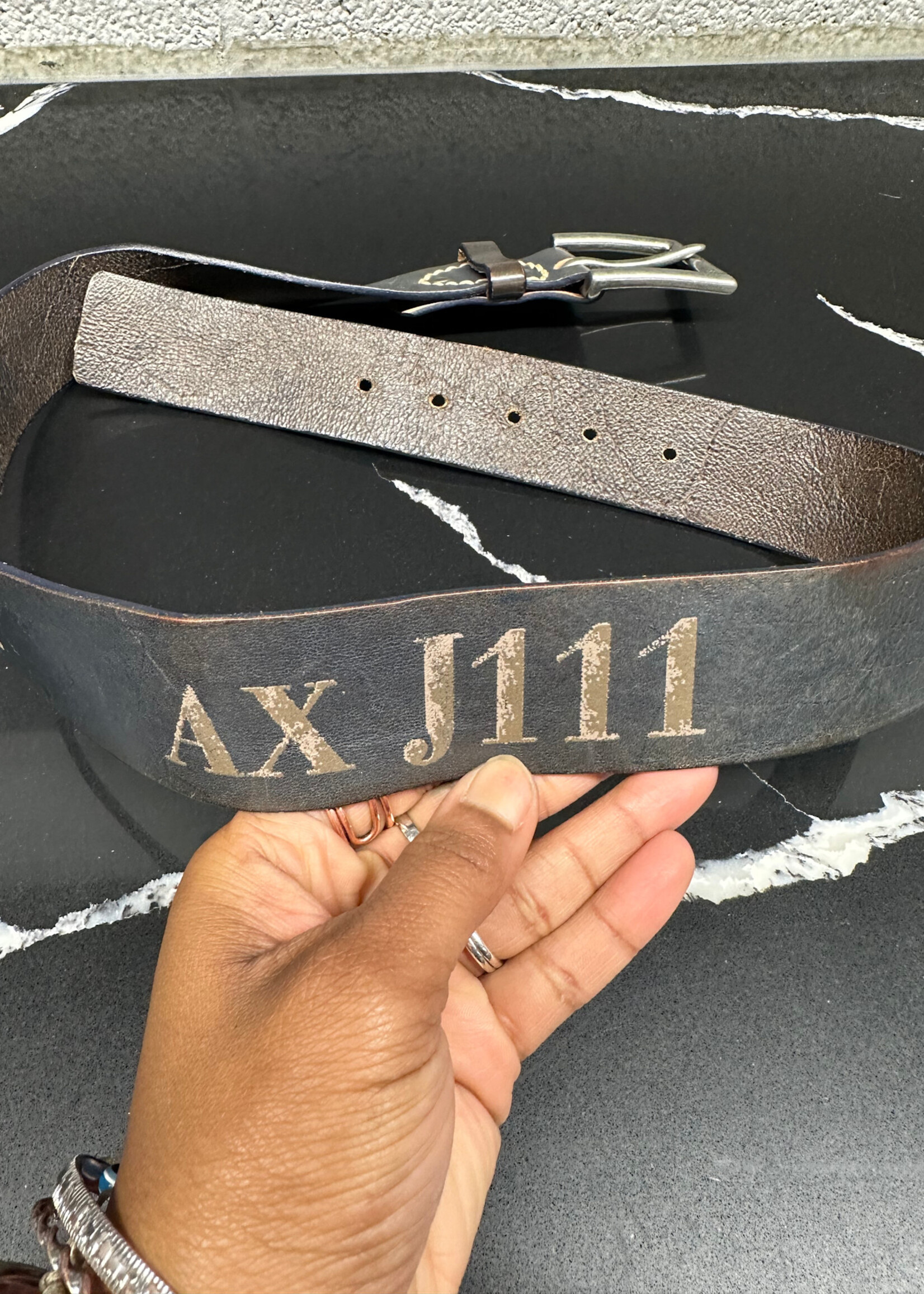 Armani Exchange Genuine Leather Black Brown Belt