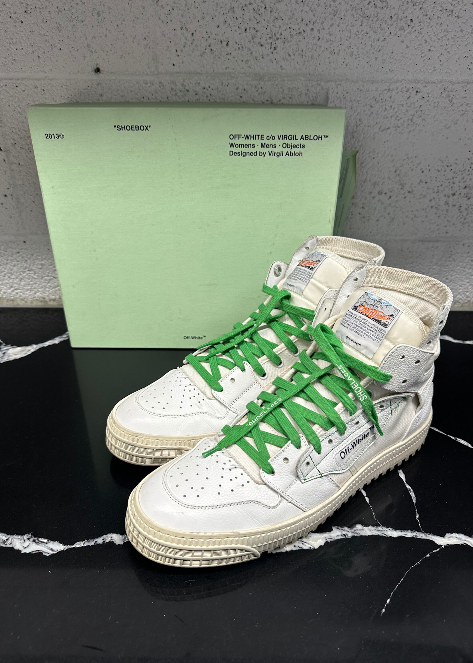 Off White Low 3.0 White / Green Sneakers Masc 10.5