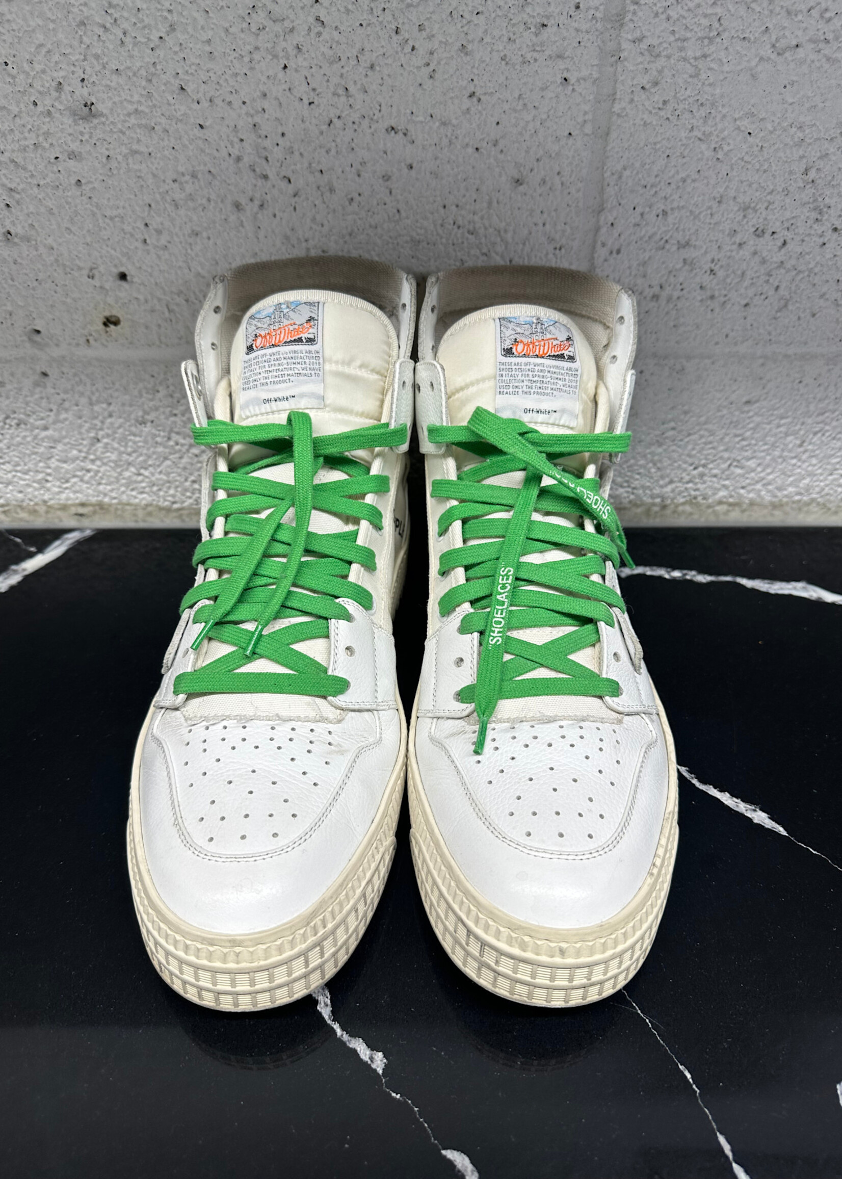 Off White Low 3.0 White / Green Sneakers Masc 10.5