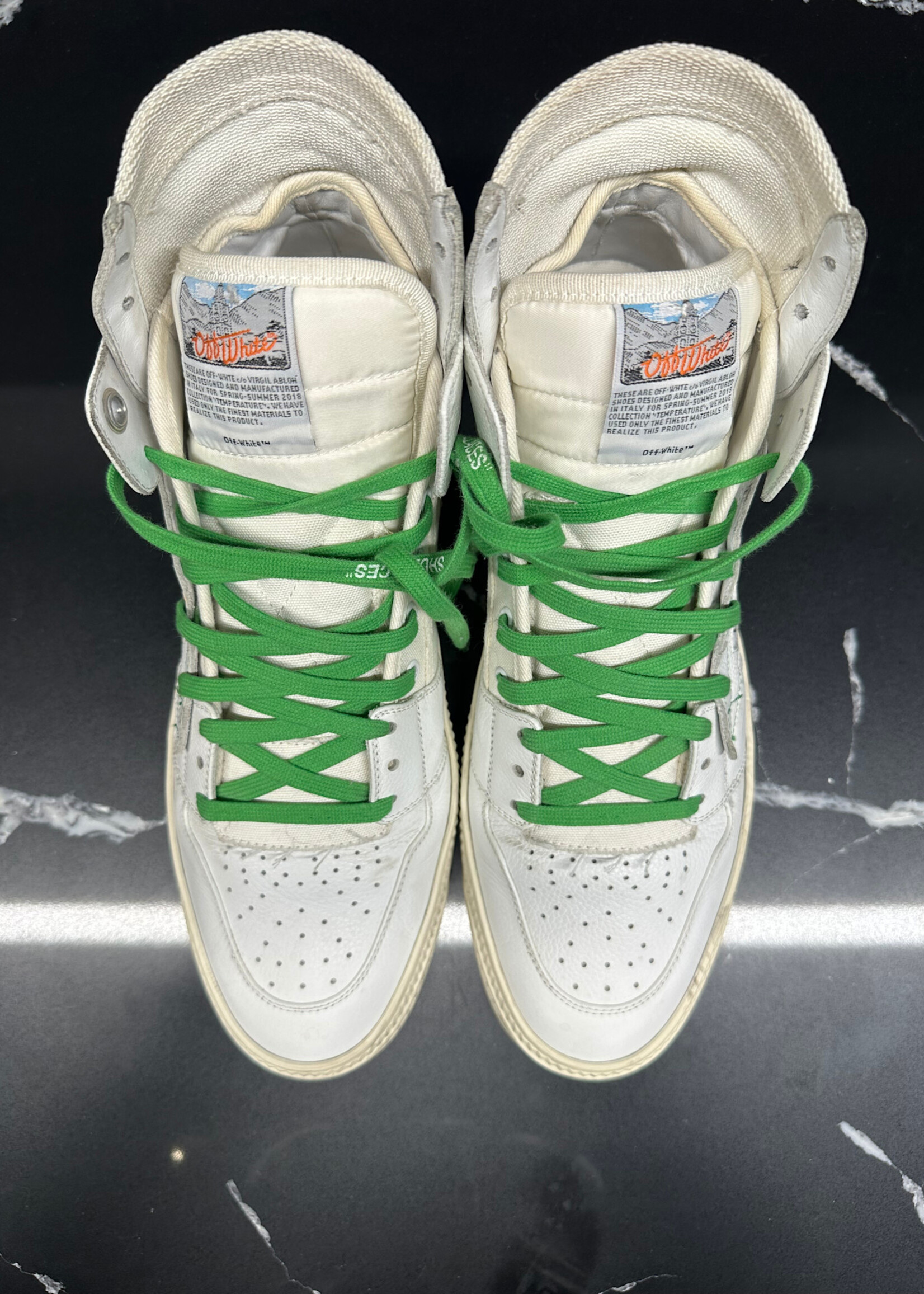 Off White Low 3.0 White / Green Sneakers Masc 10.5