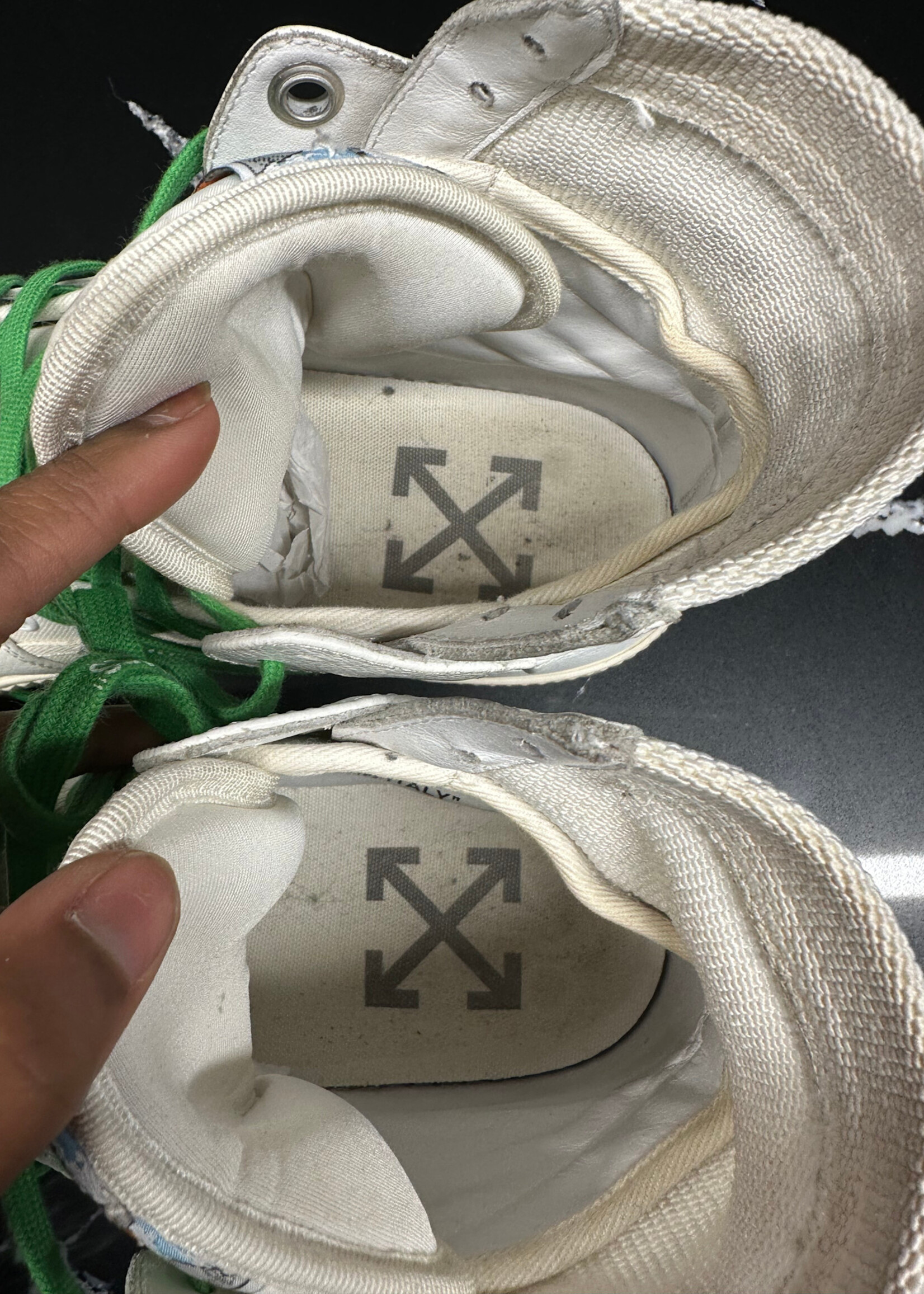 Off White Low 3.0 White / Green Sneakers Masc 10.5