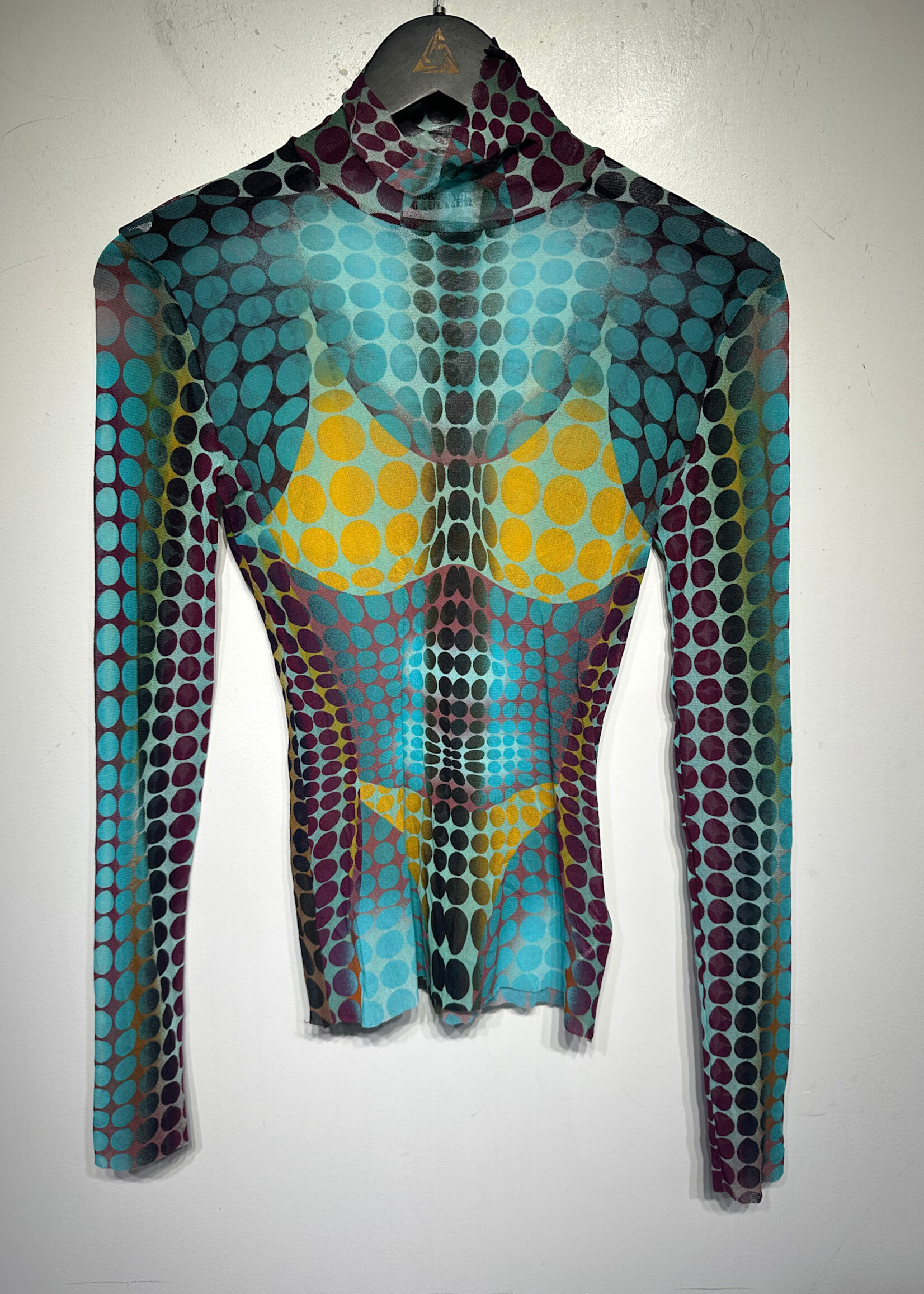 Jean Paul Gaultier Cyber Dotws Trompe Sheer Top Fem S