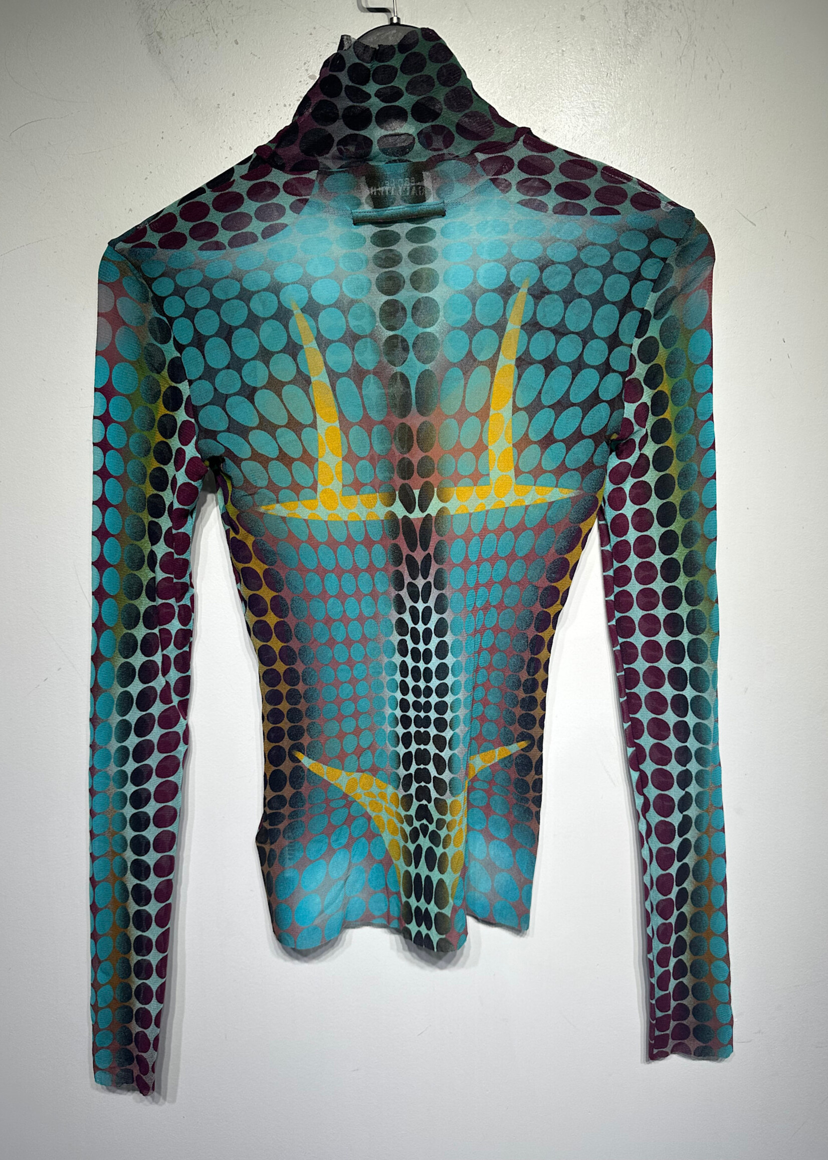 Jean Paul Gaultier Cyber Dotws Trompe Sheer Top Fem S